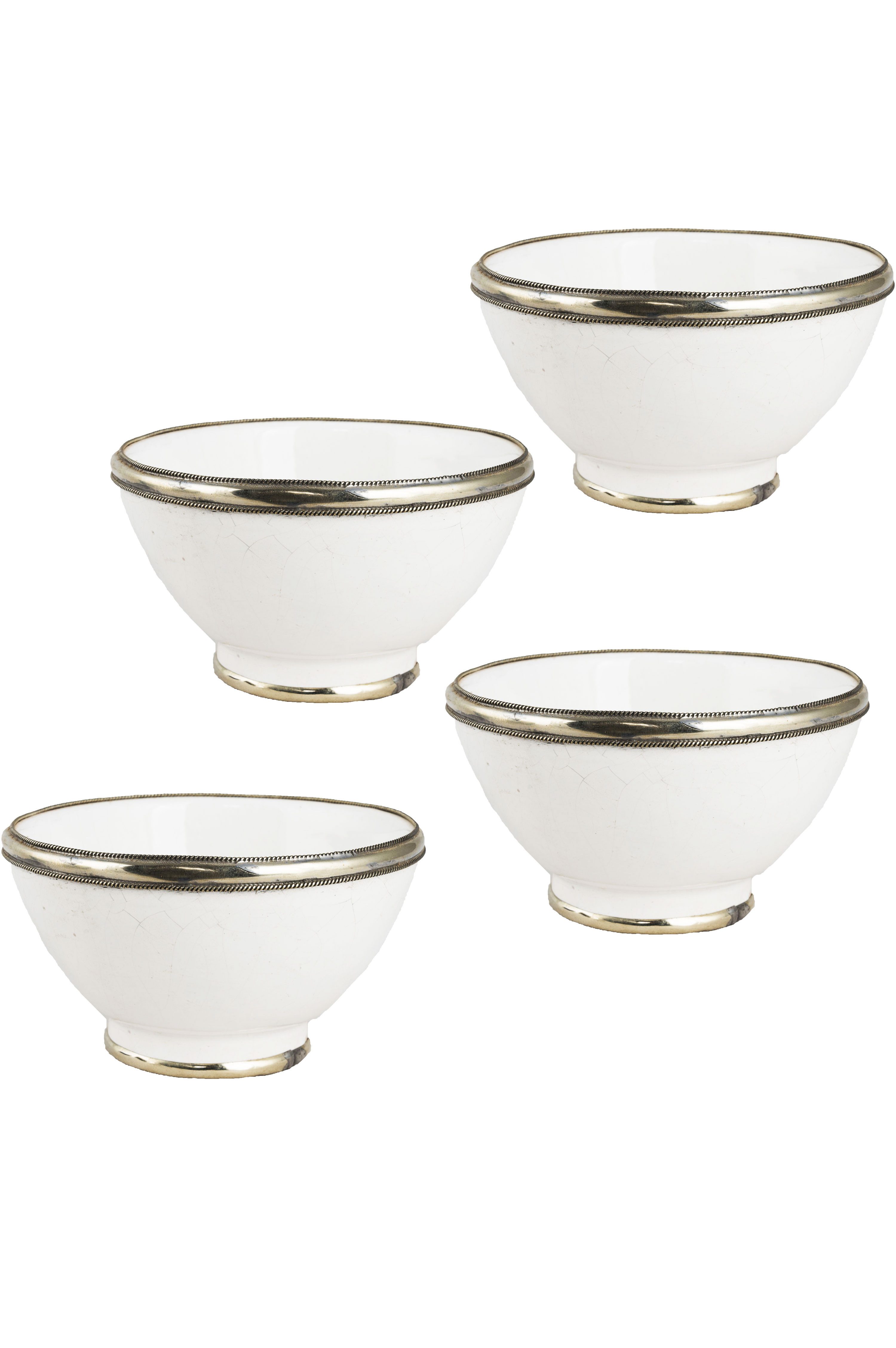 Marrakesch Orient & Mediterran Interior Dipschale 4er Set Orientalische Keramikschale Cariba aus Keramik in Weiß 11 cm, Kermaik, (4er Set, 4-tlg), Handarbeit