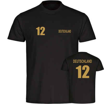 multifanshop T-Shirt Herren Deutschland - Trikot 12 Gold - Männer