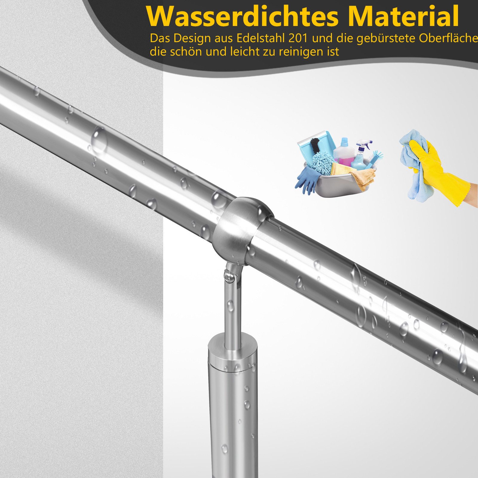 Clanmacy Treppengeländer Treppengeländer Geländer Handlauf 100cm Eingangsgeländer Außen&Innen, 100 cm Länge, 90 cm Höhe, 1-tlg. – Bild 4 von 5