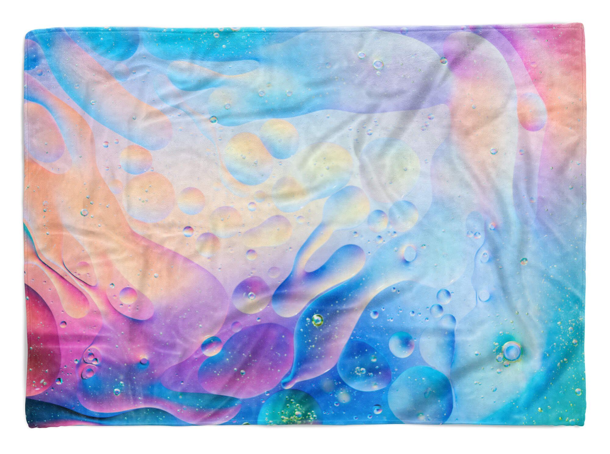 Sinus Art Handtücher Handtuch Strandhandtuch Saunatuch Kuscheldecke mit Fotomotiv Wasserblasen Nahaufnahme Kun, Baumwolle-Polyester-Mix (1-St), Handtuch