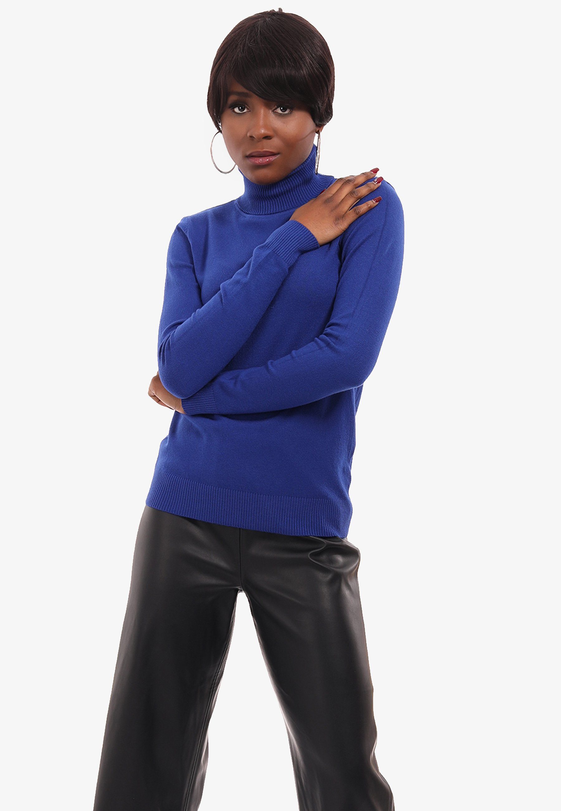 YC Fashion & Style Basic Basic Rollkragen Royalblau mit Rollkragenpullover Pullover