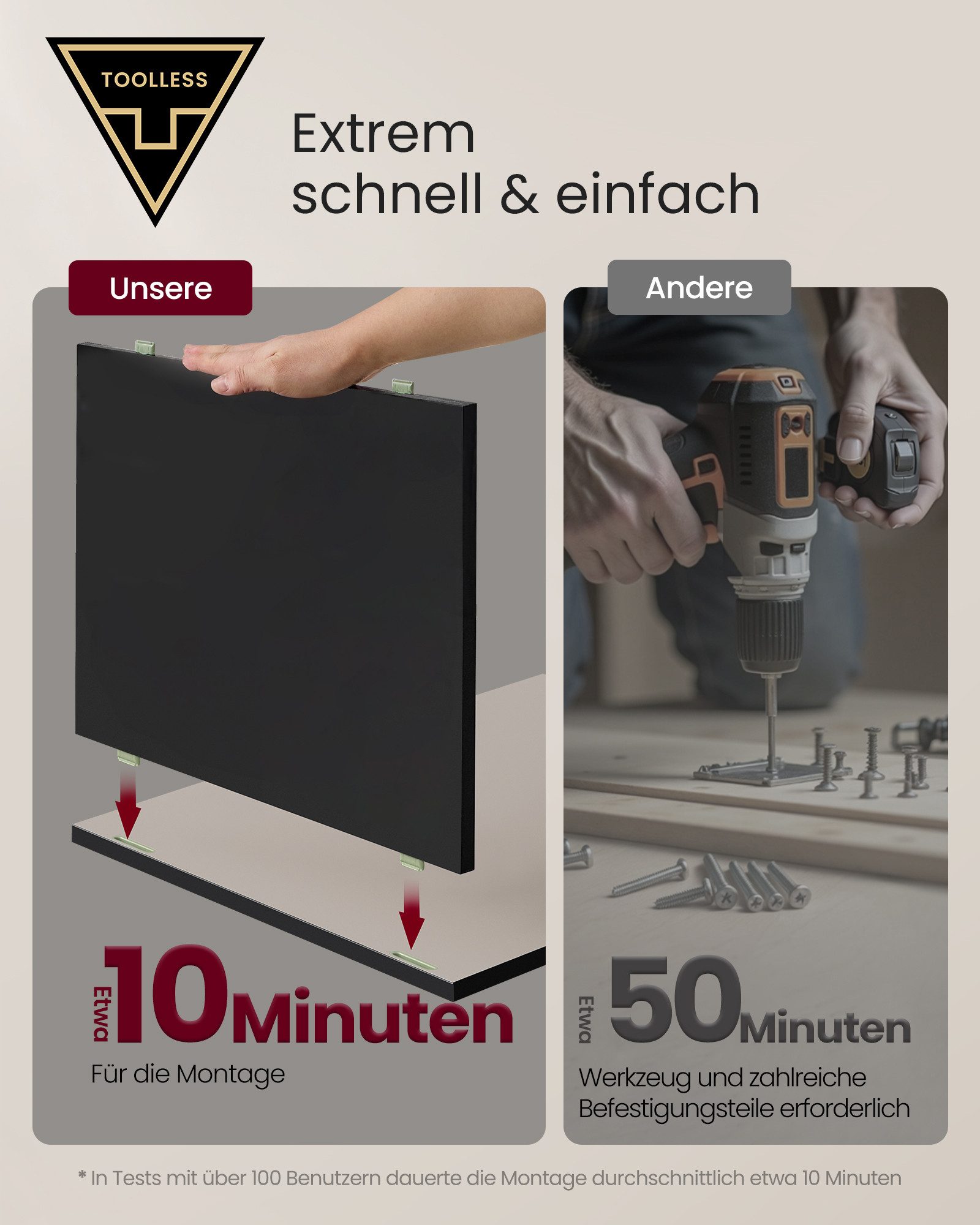 VASAGLE Nachttisch mit Ladefunktion, Toolless-Technologie, Beistelltisch mit Schublade (1-St), Nachttisch werkzeuglos Montage 1 er/2er Set