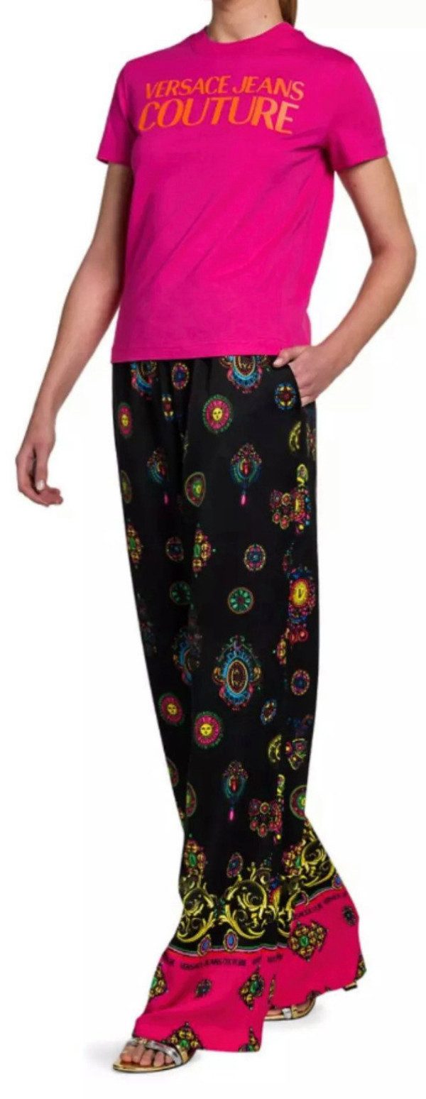 Versace Jeans Couture Loungehose Bedruckte Weite Hose Barock Leggings Pants Trousers Barock Medaillon-Motiven - Elastischer Bund - Seitentaschen
