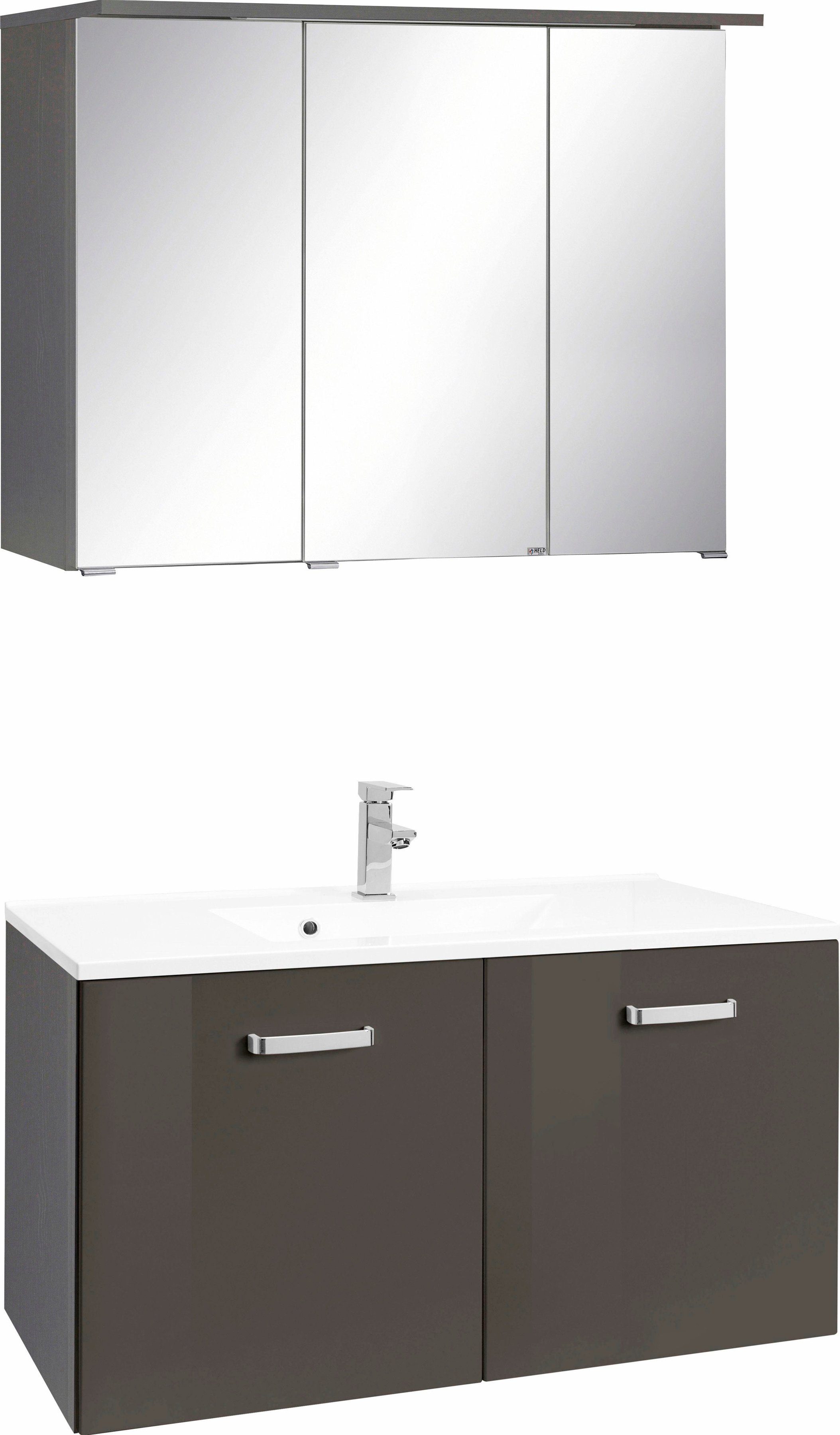 welltime Badmöbel-Set Ravenna, (2-St), Breite 90 cm, Spiegelschrank und Waschtisch