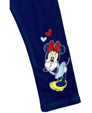 Disney Minnie Mouse Leggings Minnie Mouse Leggings Grau und Navy Mädchen Hose Glitzer Mickey + Minnie Maus Leggins Set 3 4 5 6 7 8 9 10 Jahre Gr.98 104 110 116 128 - 2 Stück