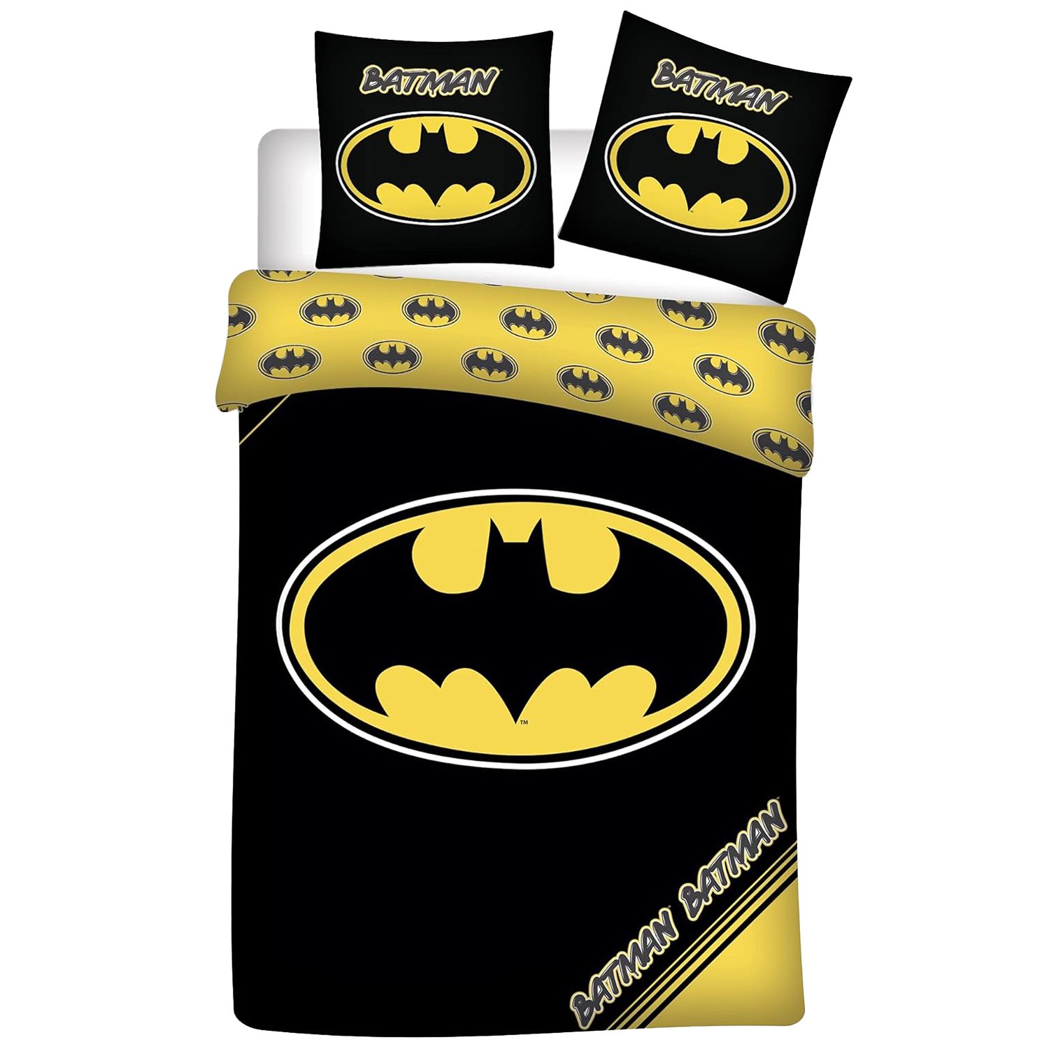 BrandMac Kinderbettwäsche Batman Dark Knight Logo Bettwäsche 135 x 200 cm 100% Baumwolle, 1 teilig, Langlebig