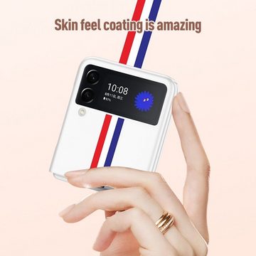 Wigento Handyhülle Für Samsung Galaxy Z Flip4 5G Design Hart Cover Handy Tasche Hülle Etuis Lila