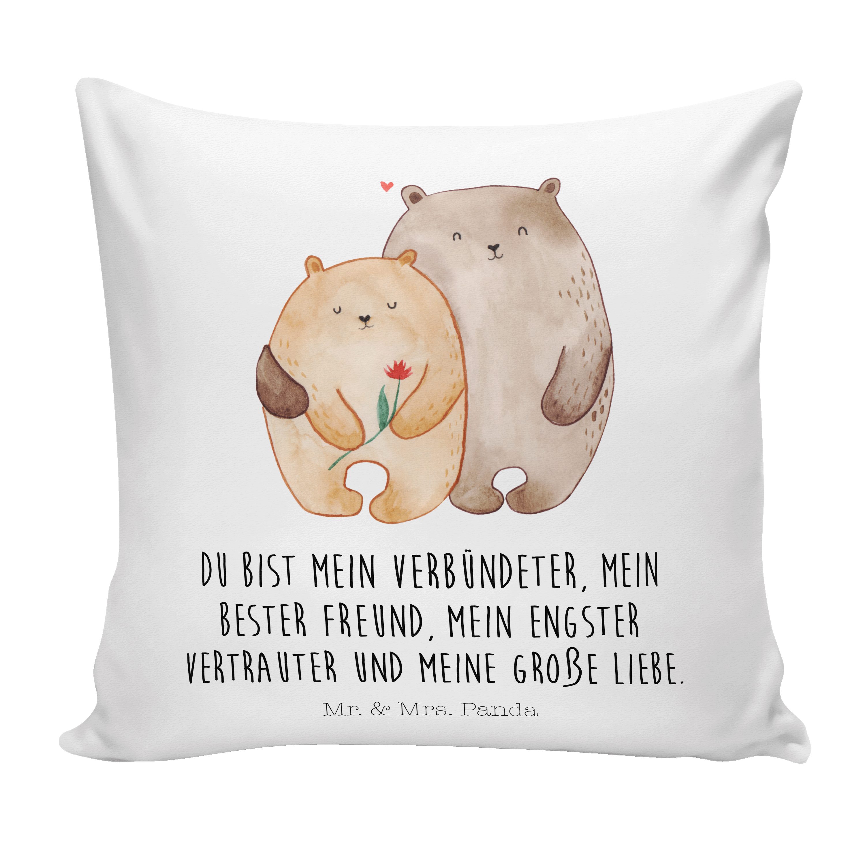 Mr. & Mrs. Panda Dekokissen Bären Liebe - Weiß - Geschenk, Kopfkissen, Bärchen, Verlobung, Kissen