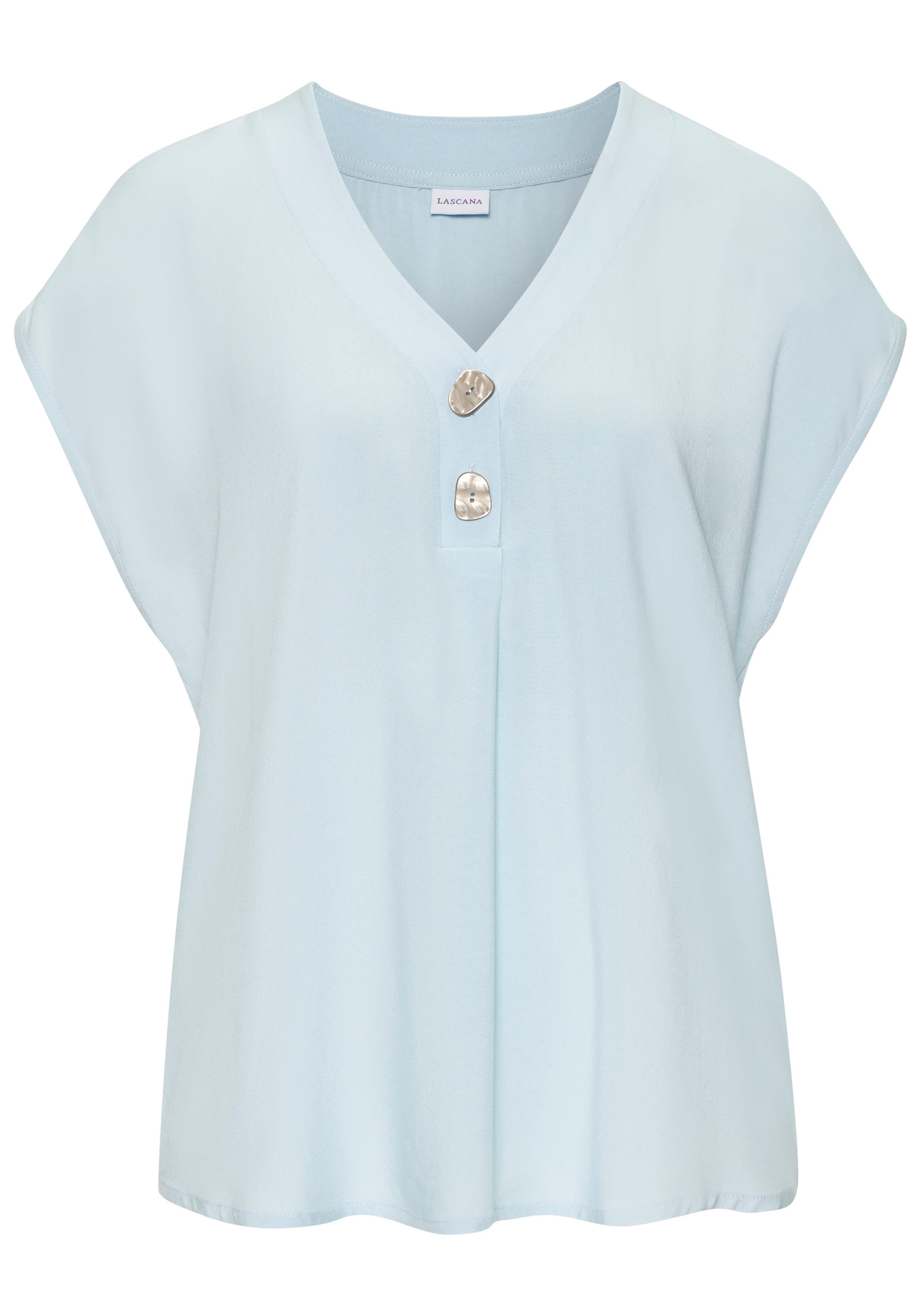 LASCANA Schlupfbluse mit modischen Knöpfen, luftige Kurzarmbluse, sommerlich. € 39,99
