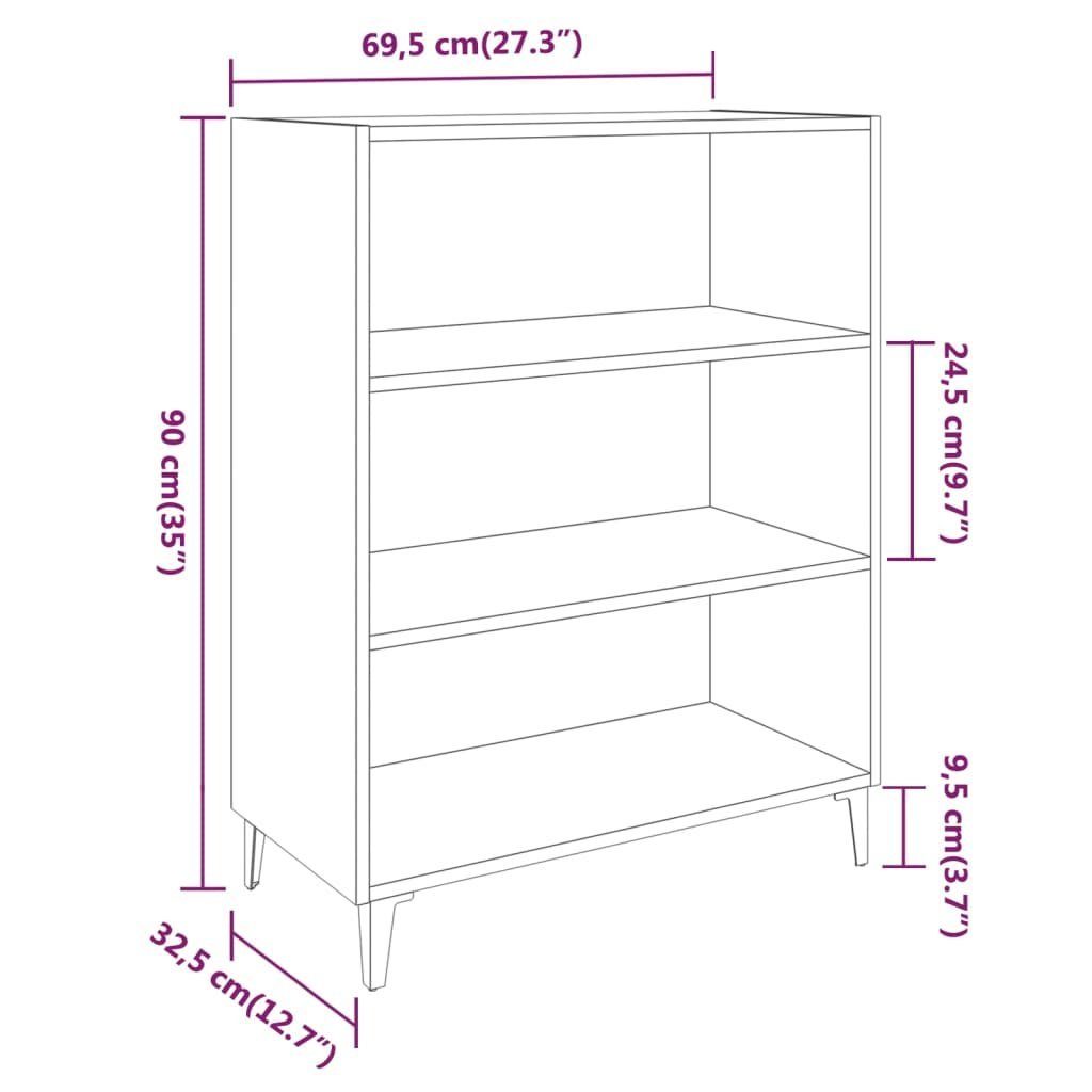 vidaXL Sideboard Sideboard (1 cm Holzwerkstoff Sonoma St) Grau 69,5x32,5x90