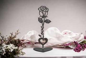 Creativ Metall Deko-Schriftzug (1 St), Rose aus Metall Schriftzug Love silber 14x30,5cm Hochzeitsdeko