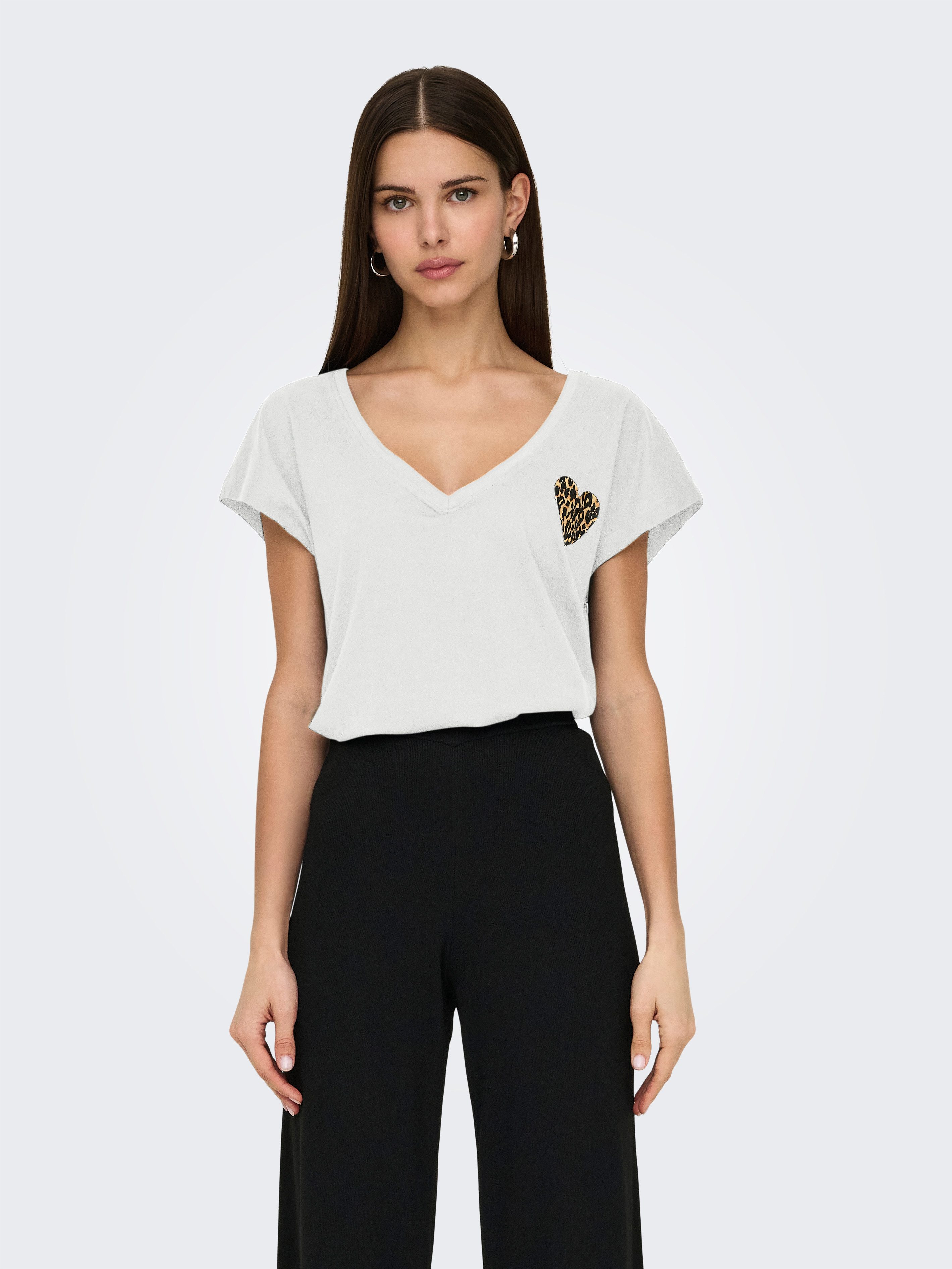 ONLY Kurzarmshirt ONLNINA LIFE S/S V-NECK günstig online kaufen