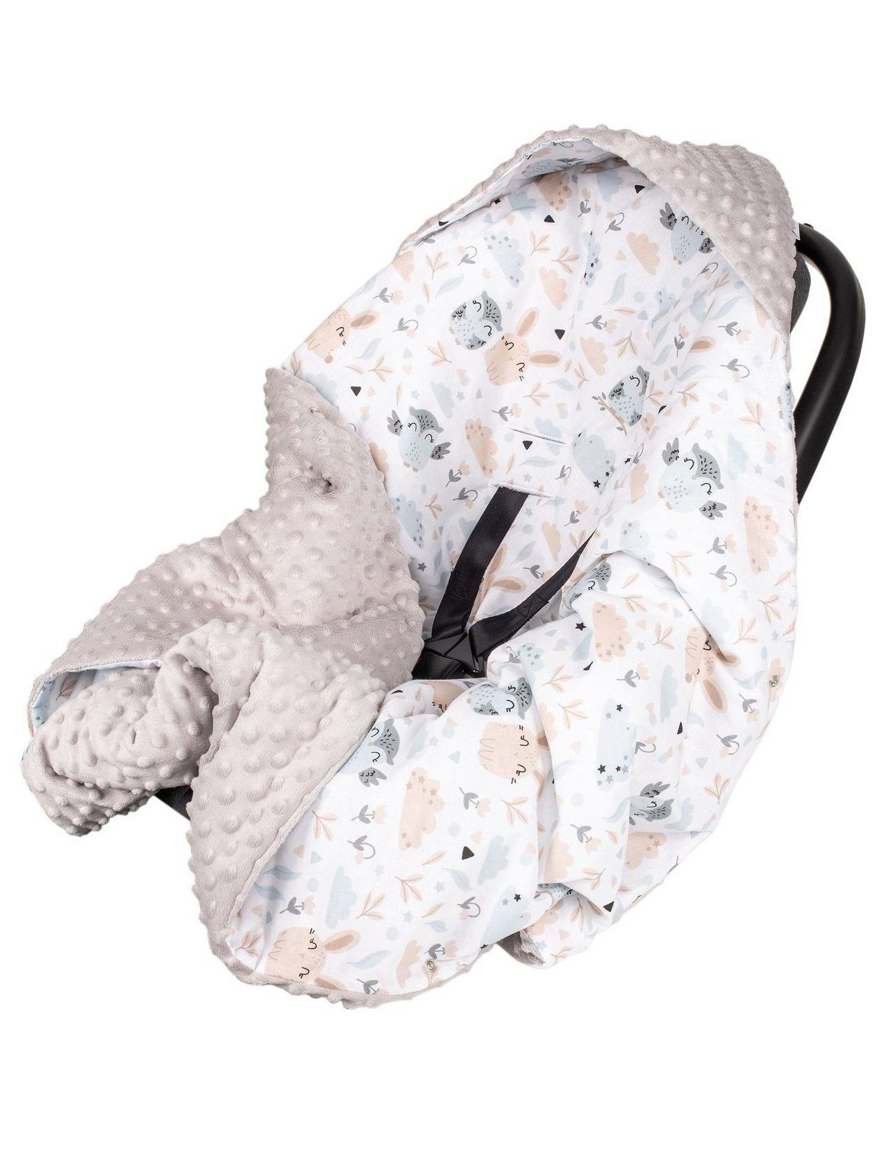 Divita Babydecke Minky 90x90 cm Decke Baby Einschlagdecke mit Kapuze für Kinderwagen Buggy Babyschale