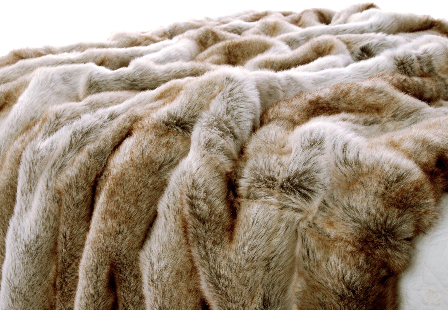 Wohndecke Felldecke (Kunstfell) Kuscheldecke Tagesdecke "Wolf hell gestreif günstig online kaufen