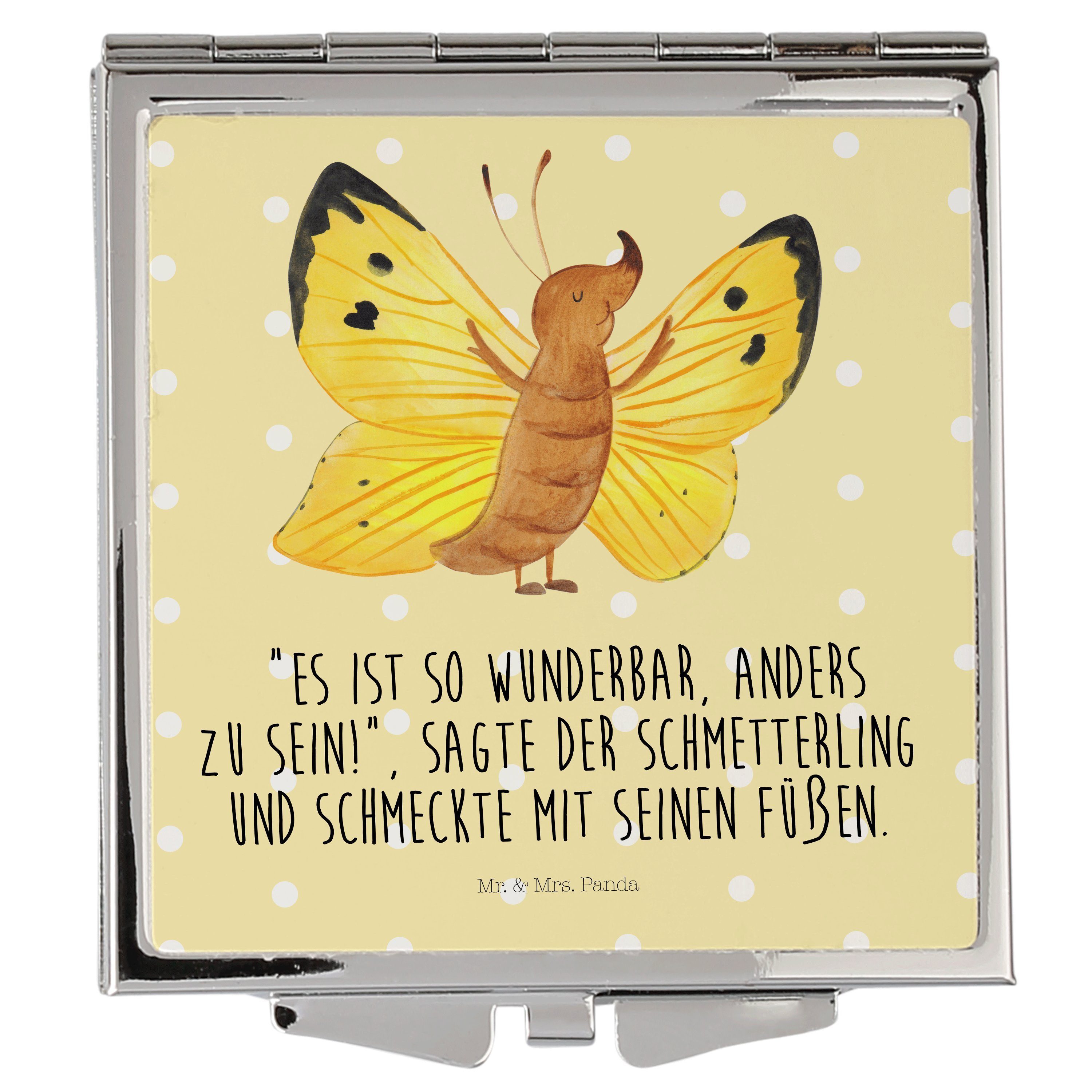 Kosmetikspiegel (1-St) Mrs. - Mr. Geschenk, Gelb Schmetterling Pastell & Panda - Zitronenfalter Schmetterling