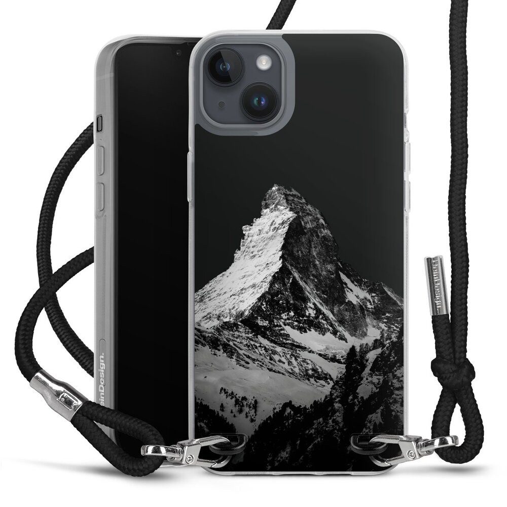 DeinDesign Handyhülle Berg Schnee Alpspitze Snow Capped Mountains Grayscale, Apple iPhone 14 Plus Handykette Hülle mit Band Case zum Umhängen