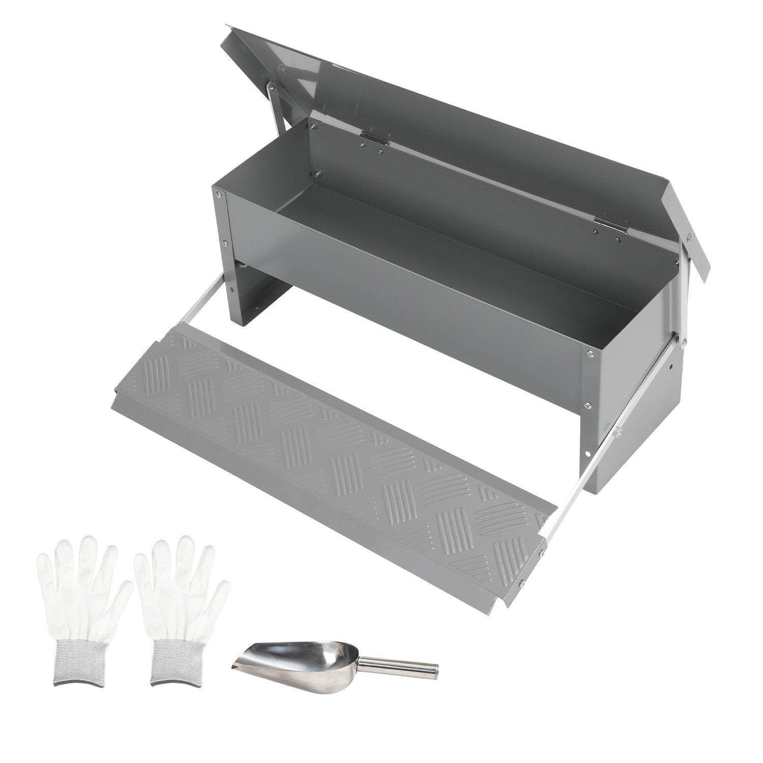 Clanmacy Futterautomat Automatischer Hühner Futterautomat Geflügel Mit Rattensicher Füßen, Verzinkter Stahl Futtertrog für Geflügel Hühner, Enten, Gänse, 5KG