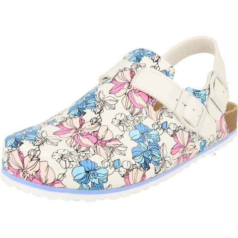 SUPERSOFT Damen Schuhe 276-196 Clogs EVA Pantolette Arzthelfer Ärzte Blumen Weiß Clog