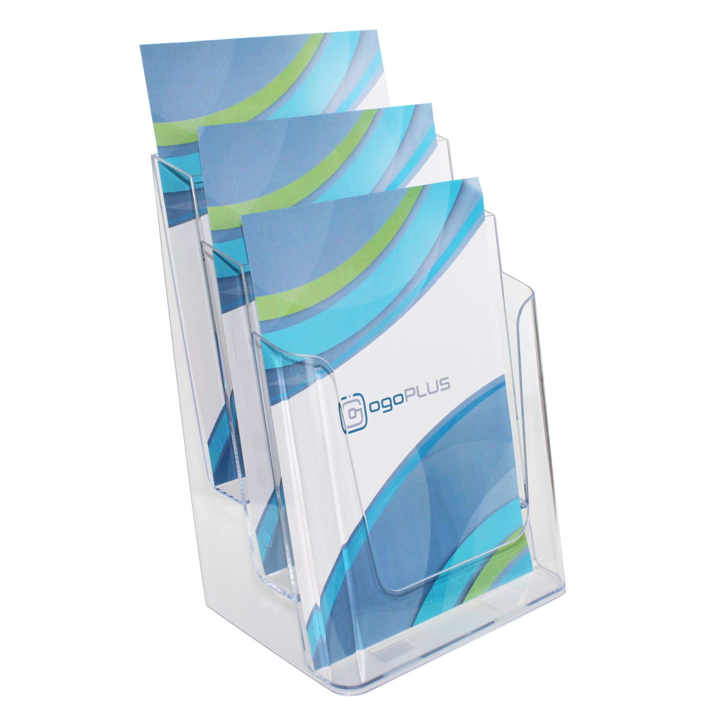 ogoPLUS Zeitungsständer 3 Etagen Prospekthalter Din A4, Flyerständer, Aufst günstig online kaufen