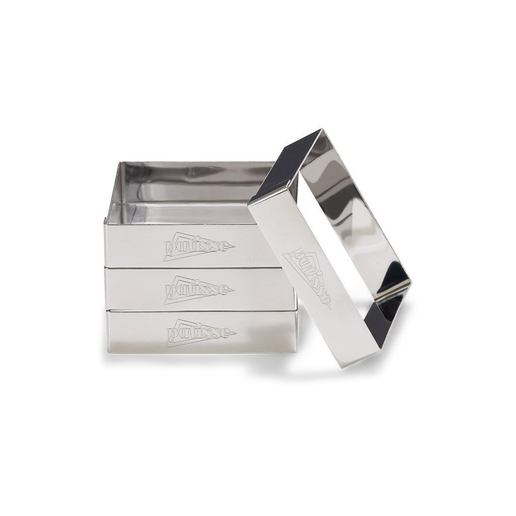 patisse Backrahmen 02150, Backrahmen Set 4-tlg, 8cm, Edelstahl, Tortenringe in quadratischer Form