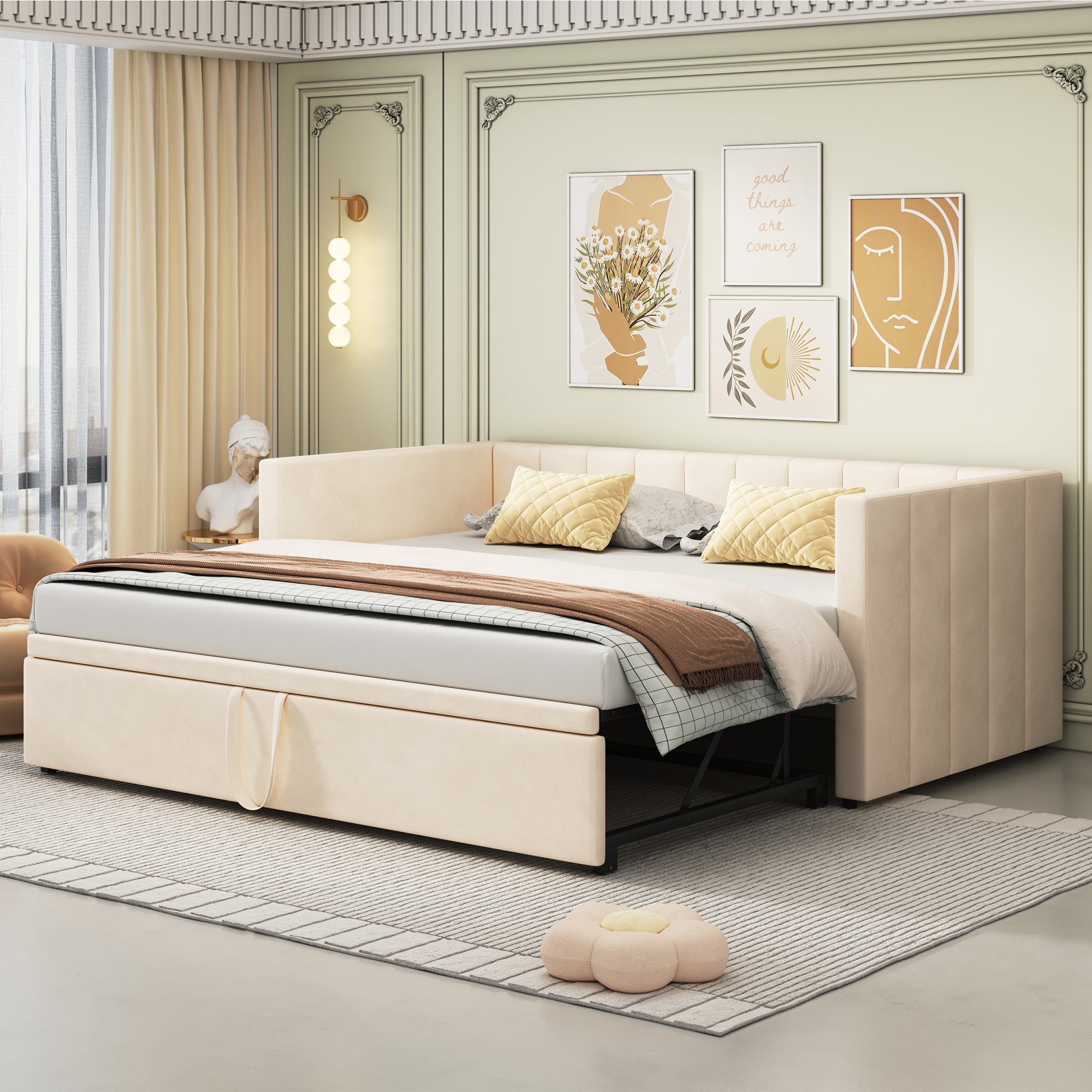 Odikalo Schlafsofa Polsterbett Ausziehbar 90/180*200cm Lattenrosten günstig online kaufen