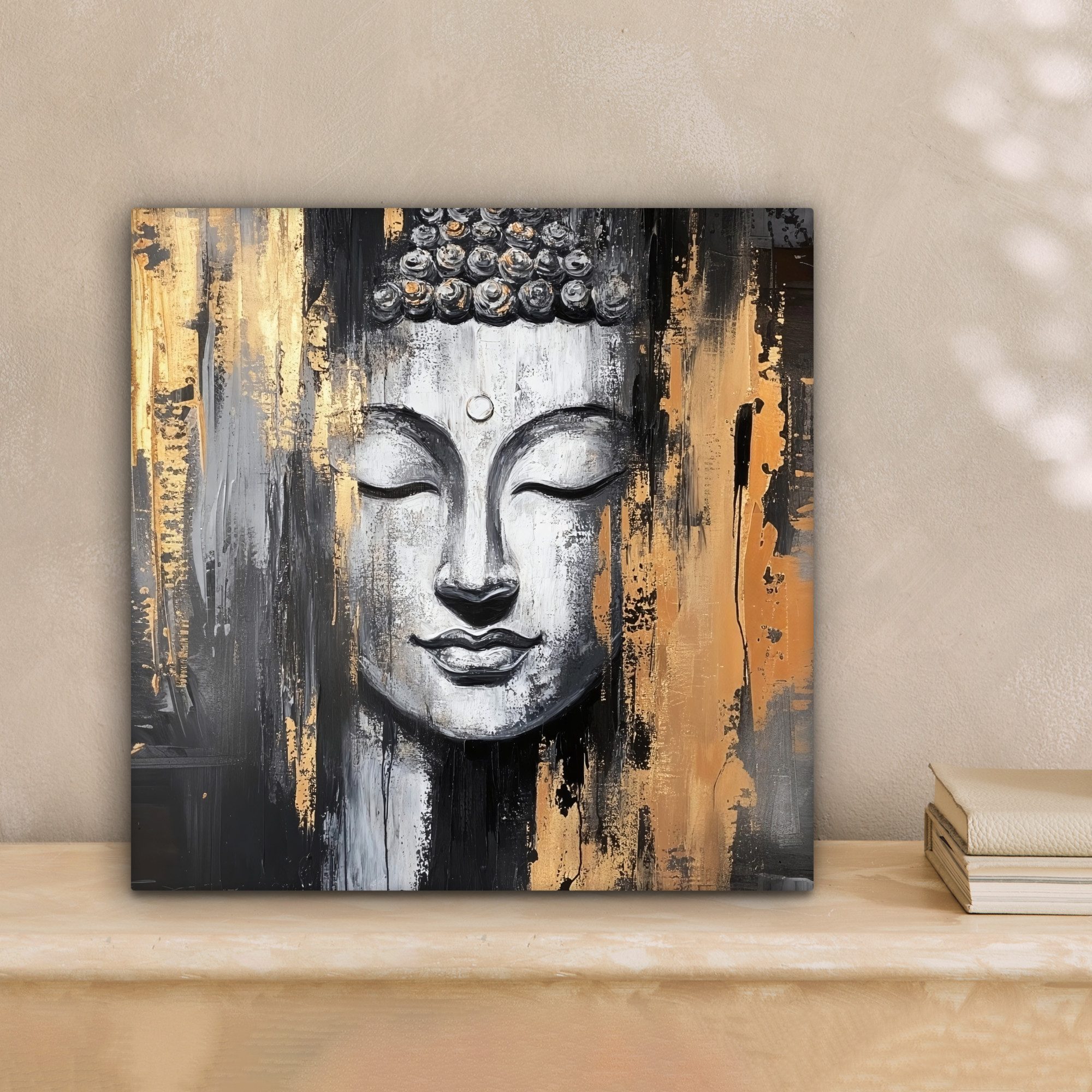 OneMillionCanvasses® Leinwandbild Buddha - Pinselstriche - Gold - Abstrakt, günstig online kaufen