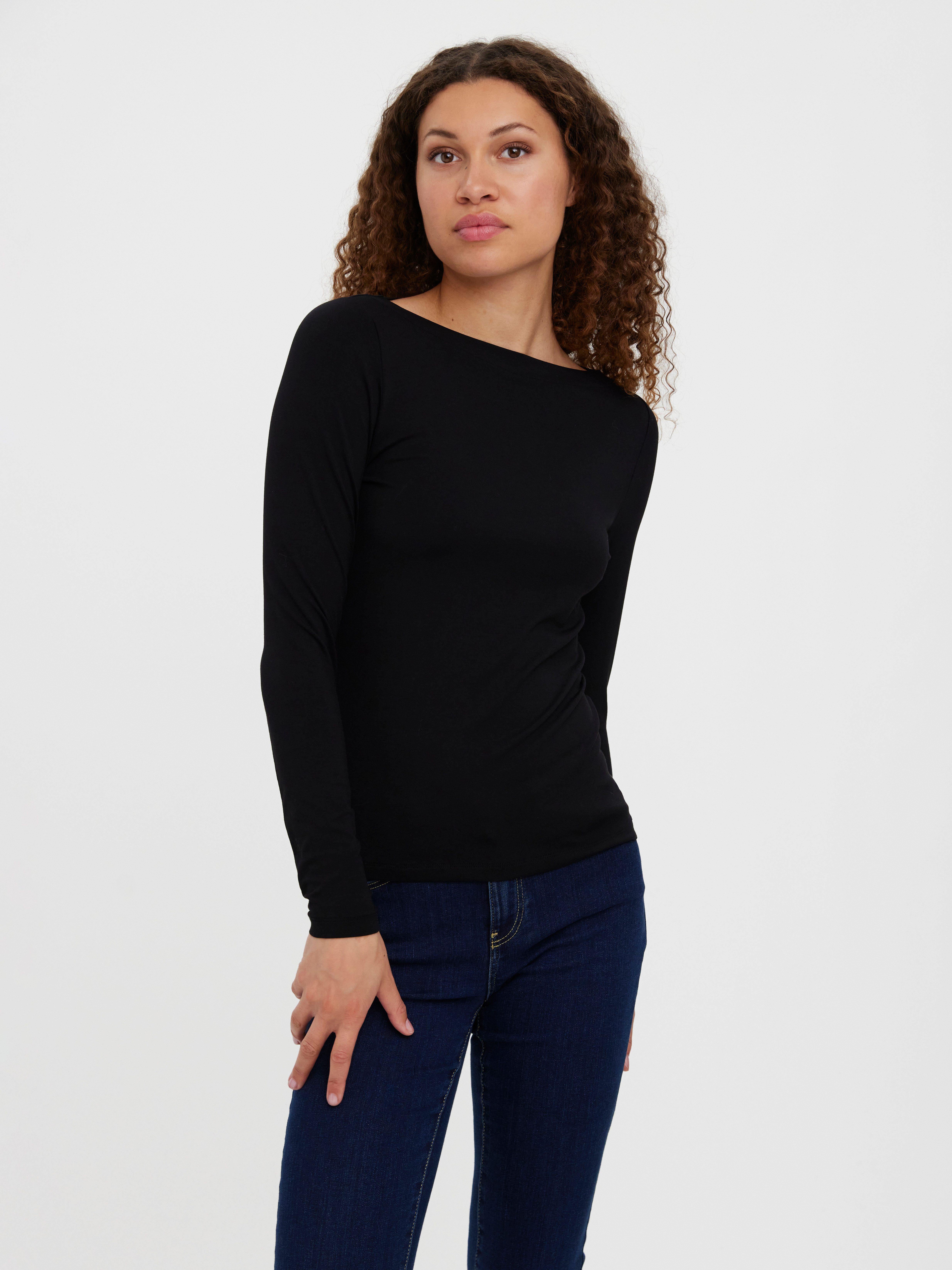 Vero Moda Langarmshirt VMPANDA MODAL L/S TOP JRS NOOS Baumwollmischung, slim fit