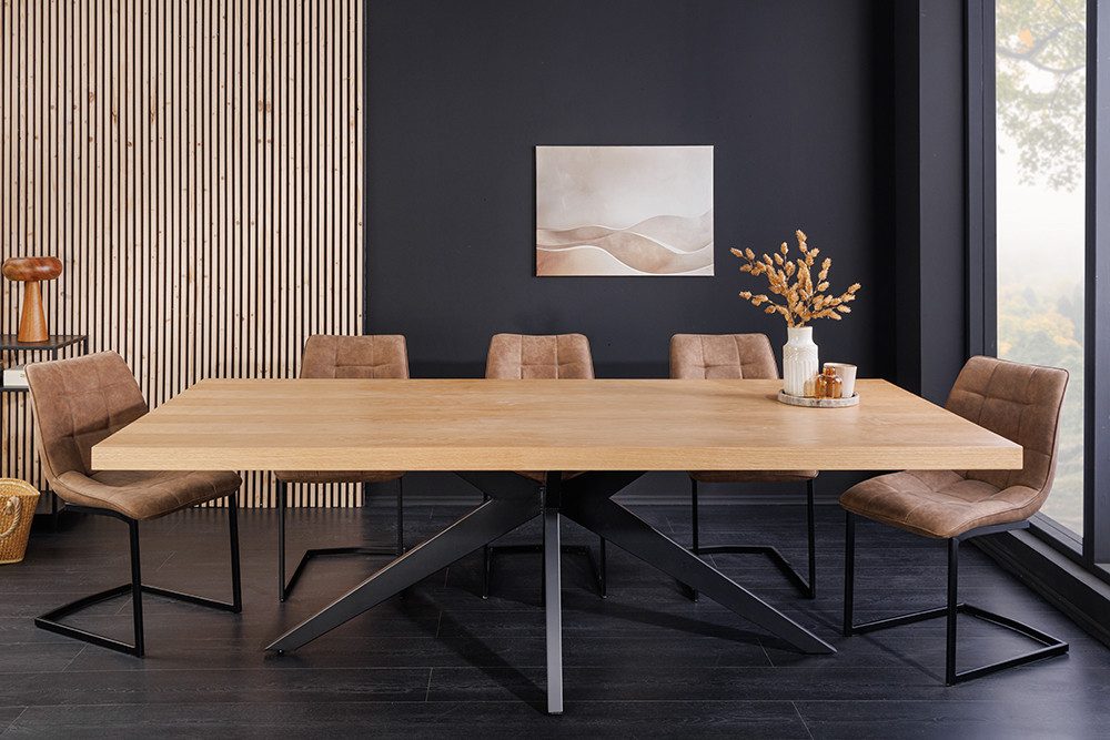 riess-ambiente Esstisch ZEUS 240cm natur/schwarz - Eiche, Metall, Sterngestell, 10 Sitzplätze (Einzelartikel, 1-St), Furnierter Konferenztisch - ideal für Küche, Wohn-, Esszimmer & Büro