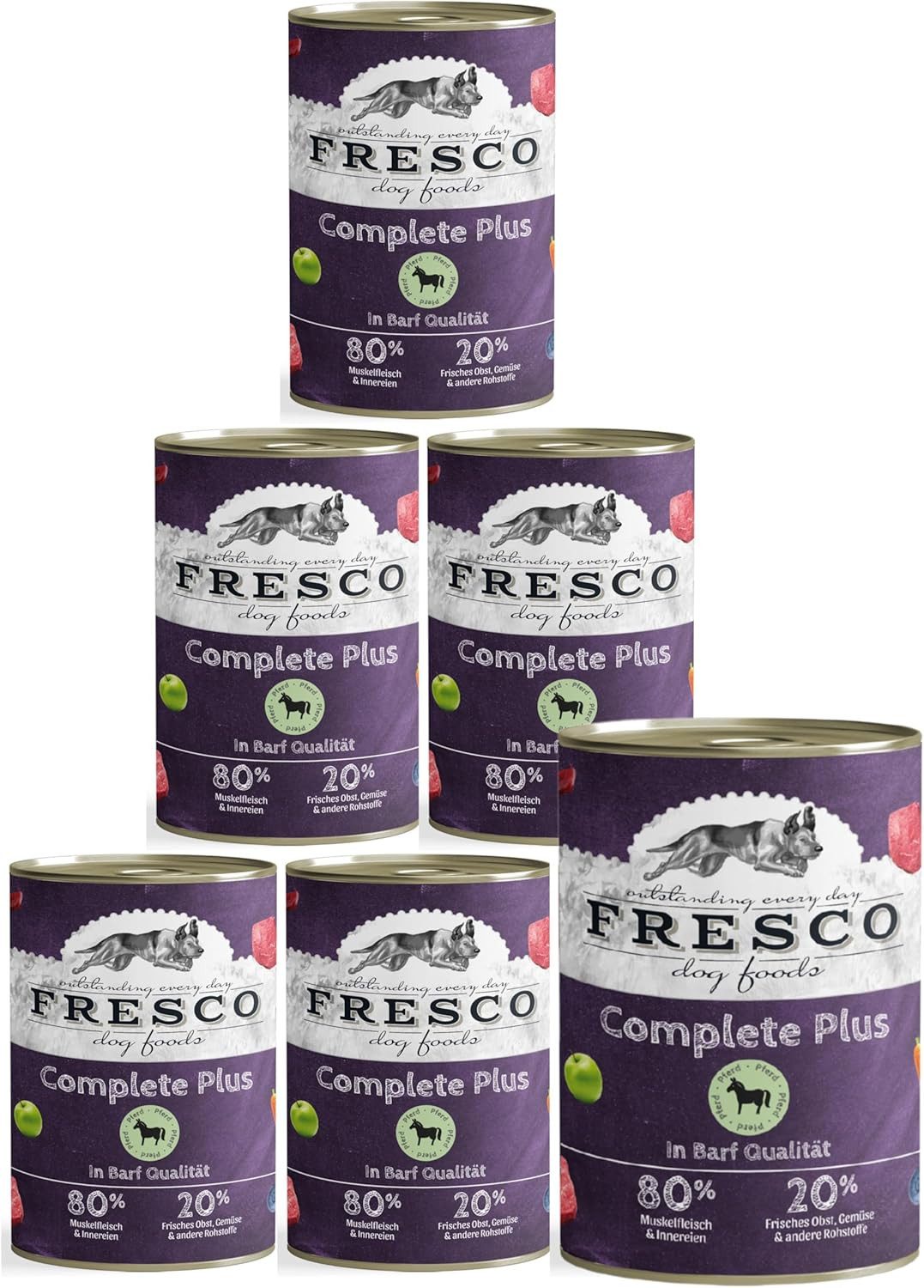 Fresco Dog NassBarf Hypoallergenes Hundefutter Nass 6x800g, Pferd, Nassfutter für: Hunde, Getreidefrei & hochverträglich