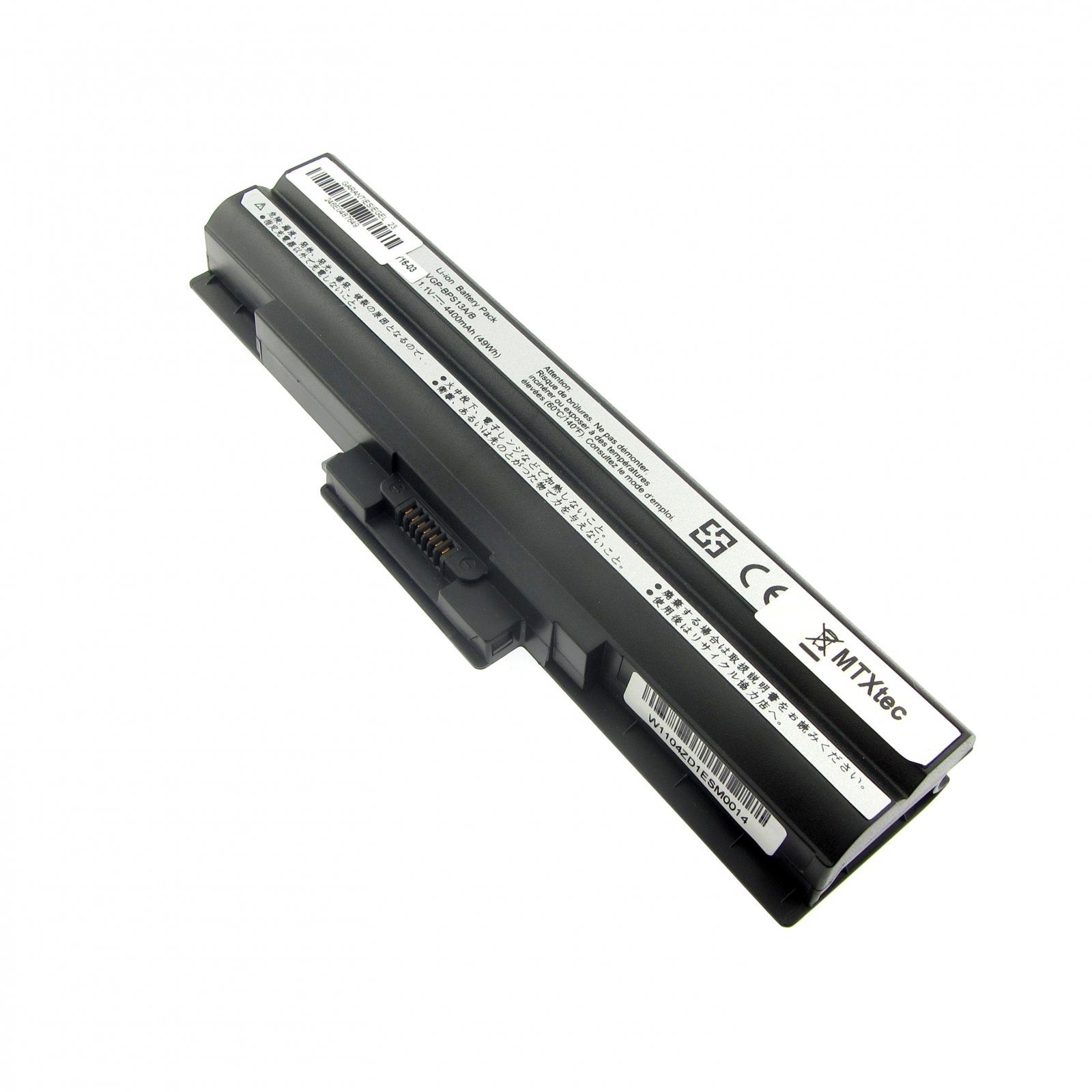 MTXtec Akku LiIon, 11.1V, 4400mAh für SONY Vaio VGN-SR51MF Laptop-Akku, 48 Wh, 6 Zellen, Lithium-Ionen (LiIon)