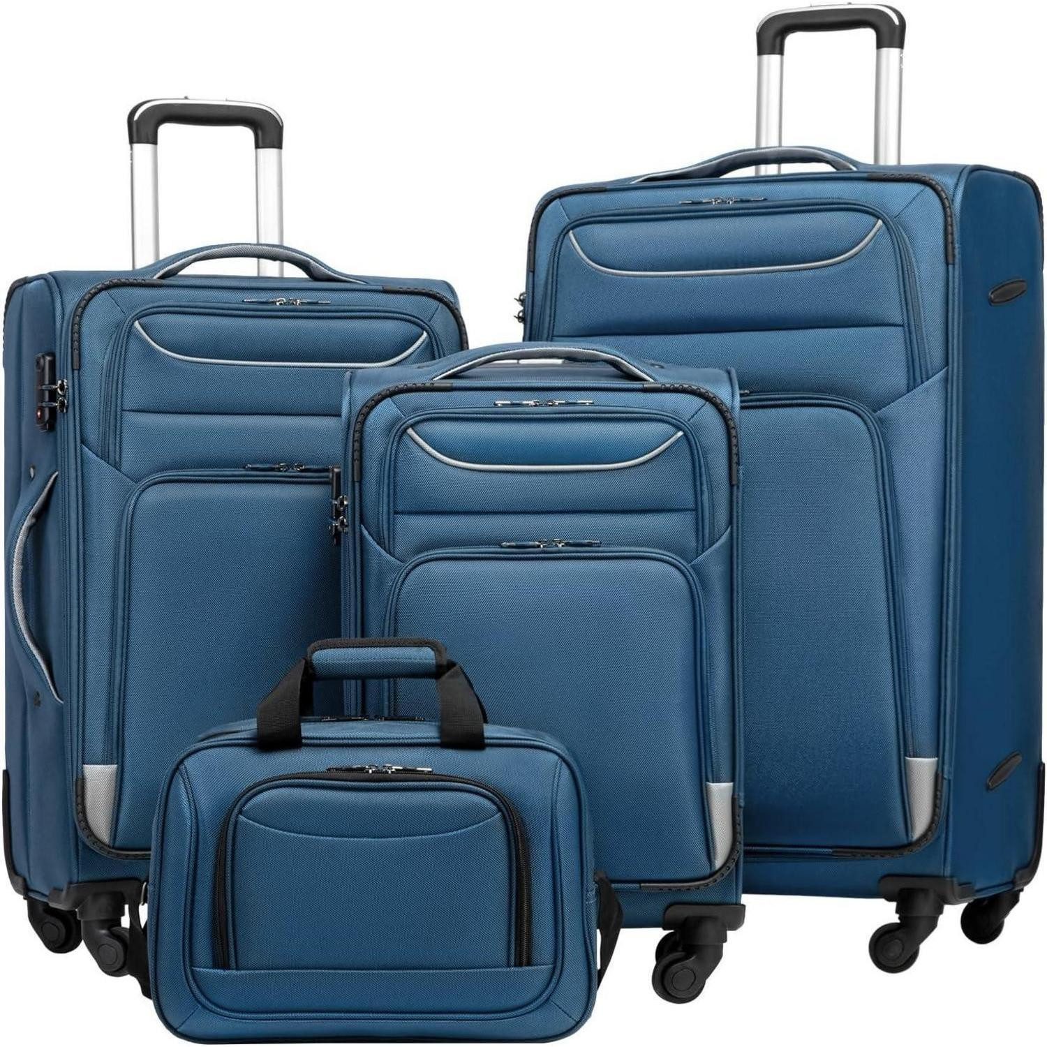Kofferset Koffer Trolley 4 Rollen Stoffkoffer Handgepäck TSA-Schloss 4tlg