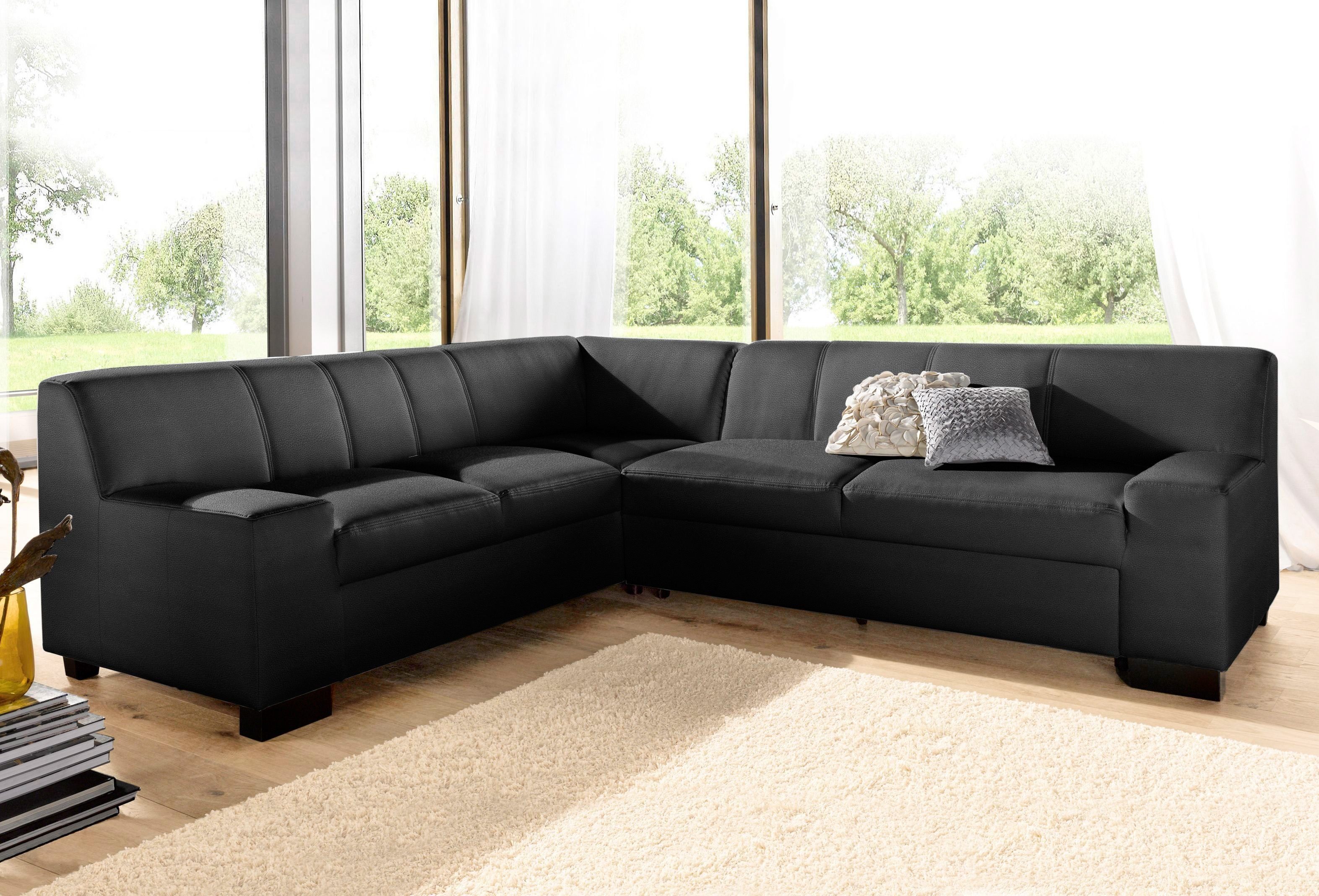 DOMO collection Ecksofa Norma, moderne Armlehnen, zeitlos und elegant, L-Form, wahlweise mit Bettfunktion