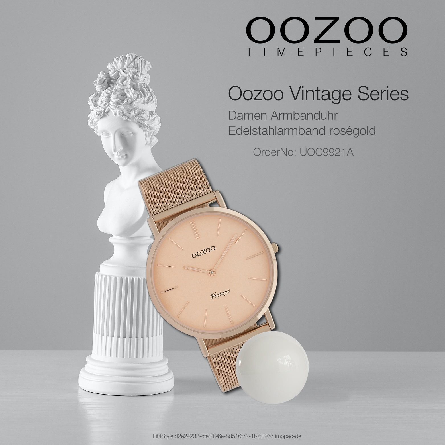 Quarzuhr roségold Damenuhr Damen (ca. OOZOO Fashion-Style groß Edelstahlarmband, Armbanduhr rund, Analog, Oozoo 40mm)