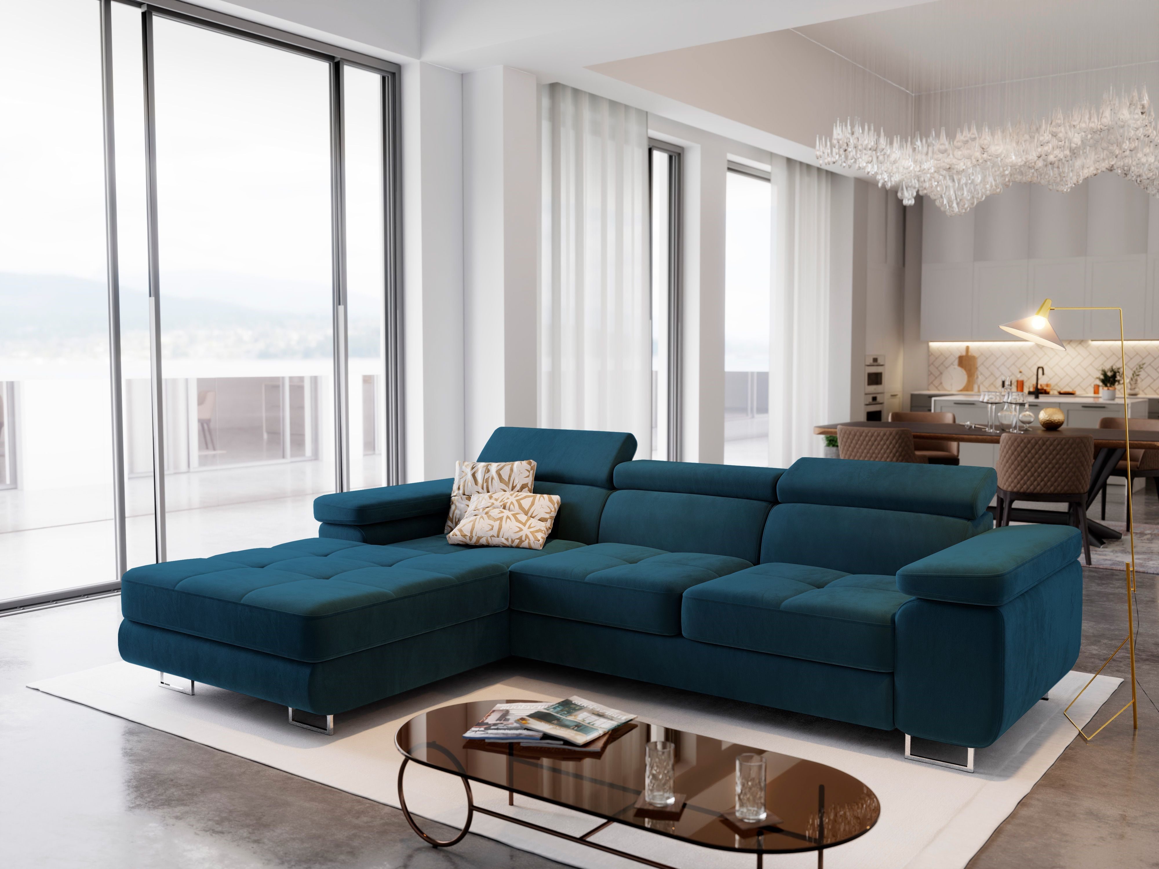 Masseno Ecksofa ELMA mit Schlaffunktion L-Form, Sofa mit Bettkasten