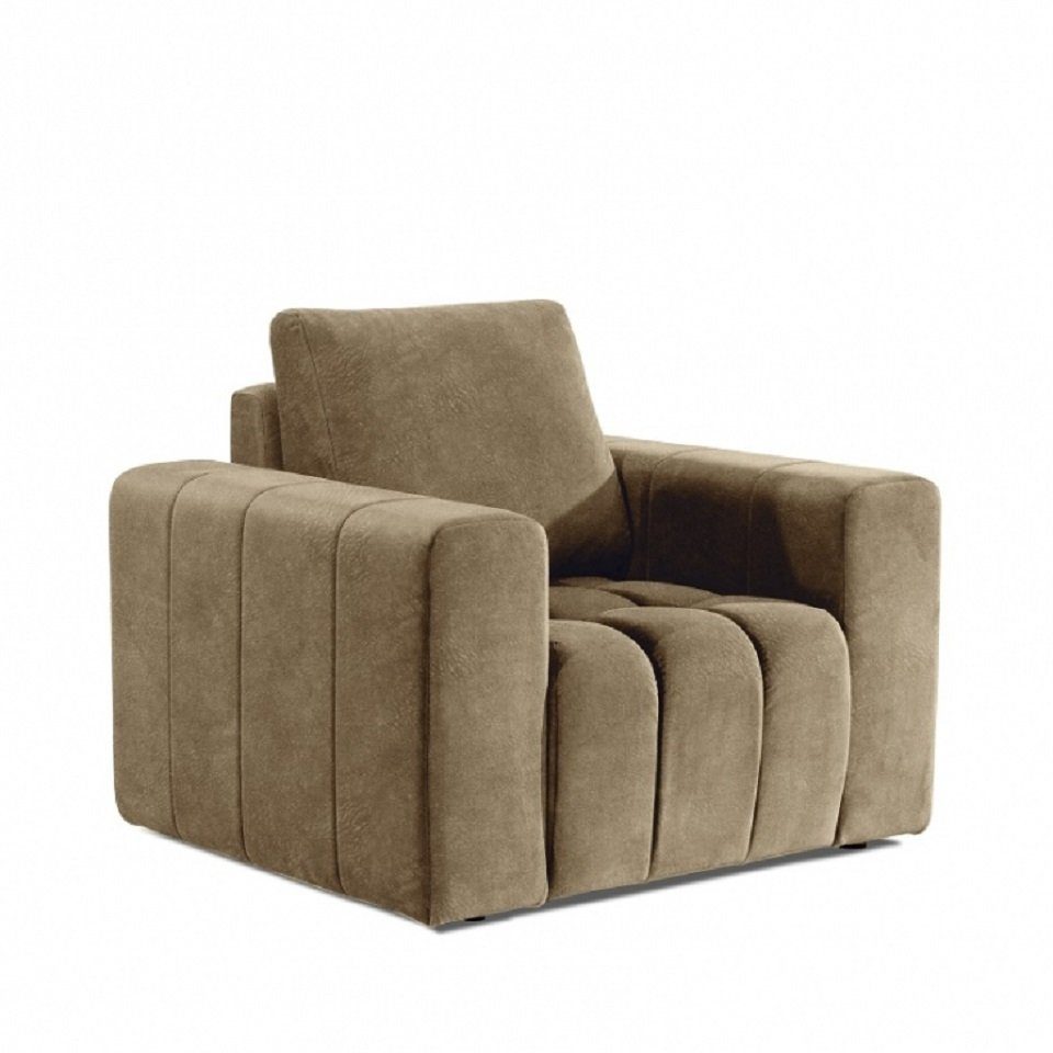 Polster Leder Beige Sofa Lounge Couch Sessel Luxus JVmoebel Sessel Relax Club Sitzer