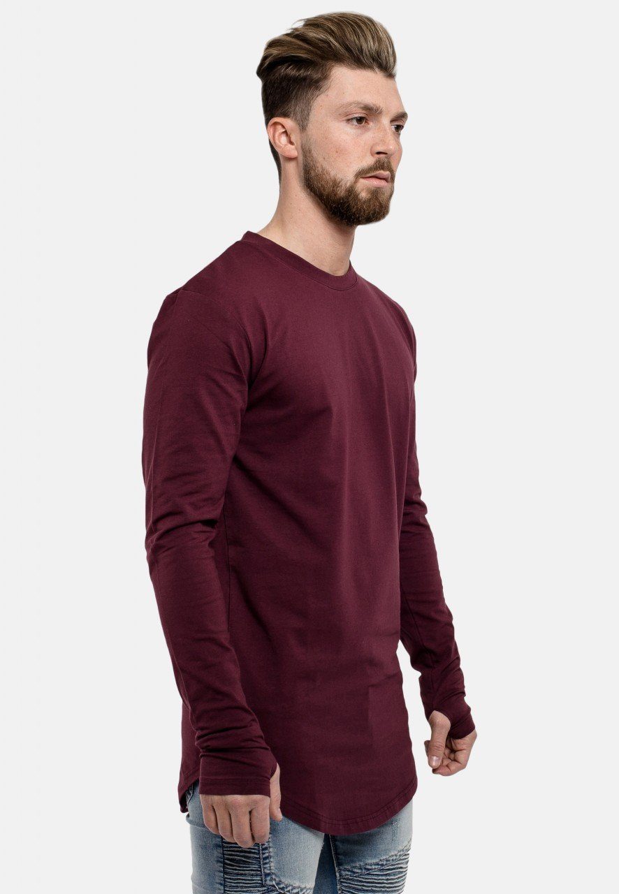 Blackskies Langarm Round T-Shirt T-Shirt X-Large Longshirt Burgundy