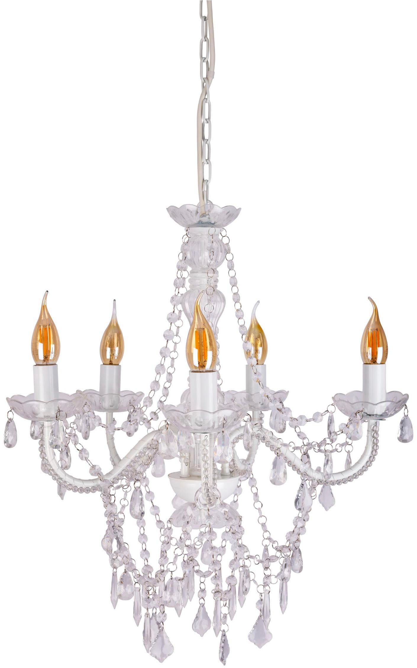 näve Pendelleuchte 5er Krone "CECILIA" D: 52 cm weiß, ohne Leuchtmittel, elegantes Design