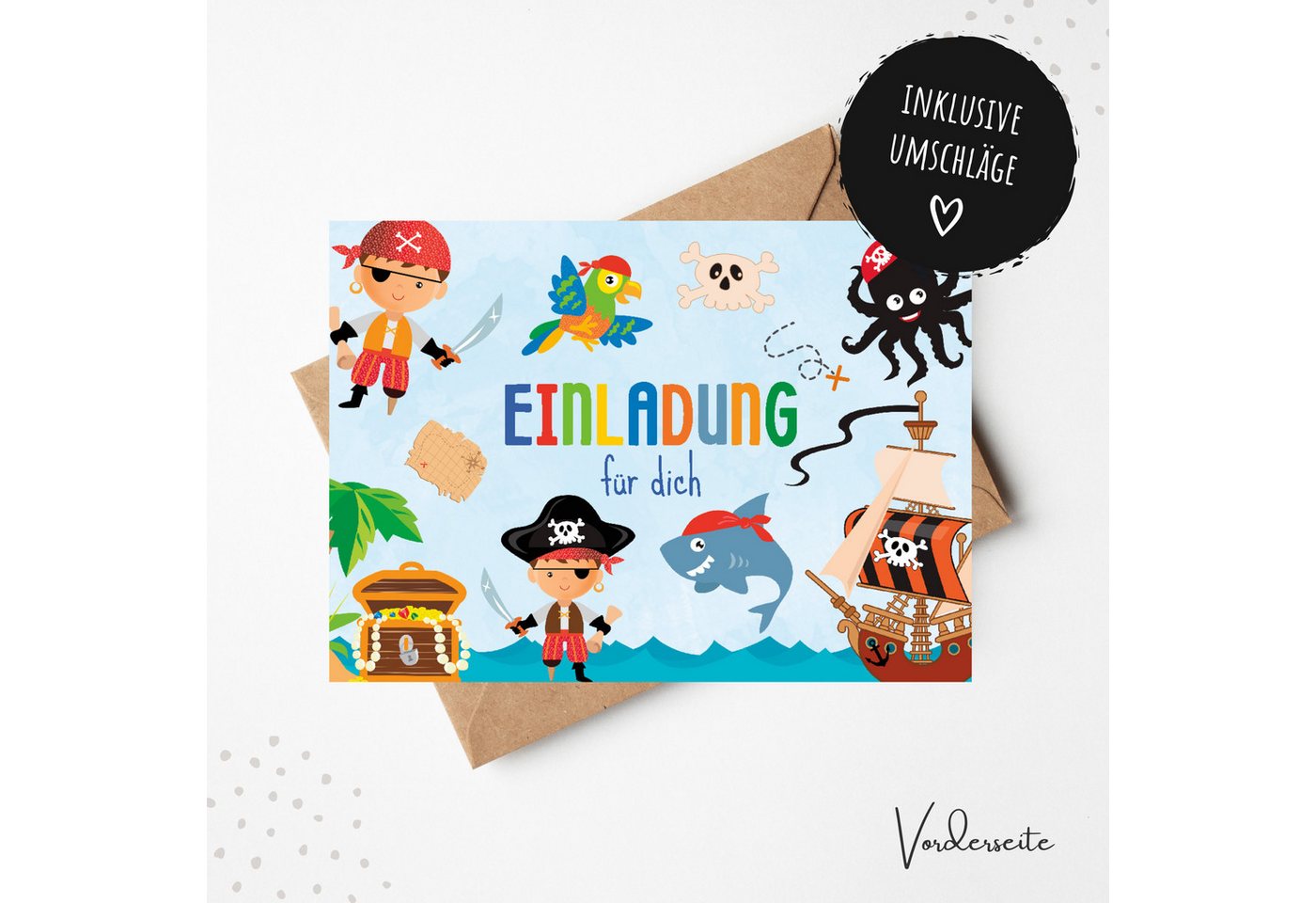 Thumbnail - MeinBaby123® Einladungskarten Kindergeburtstag inkl. 10 Umschläge, Kindergeburtstag Jungs und Mädchen, Geburtstagseinlad...