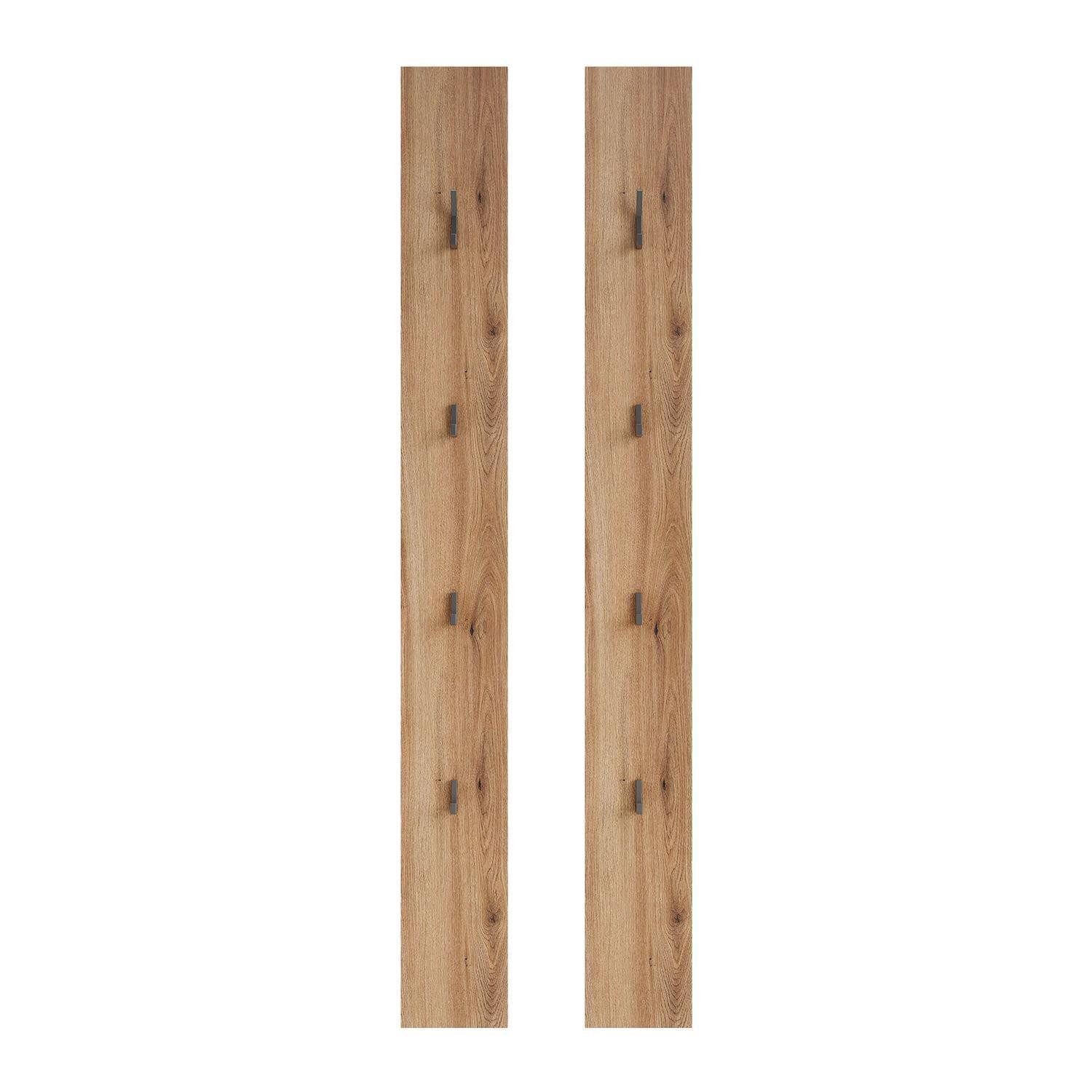 Bega Consult Garderobenpaneel LUXOR, Greige, foliertes Eurasia Eiche Dekor, 4 Haken, B 20 x H 180 x T 5,6 cm