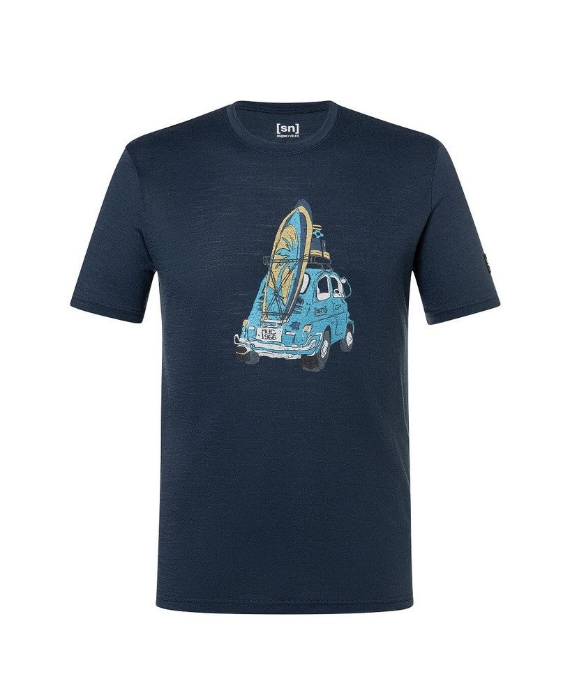 SUPER.NATURAL T-Shirt Carsurf Tee (Merino-Mix) dunkelblau Herren
