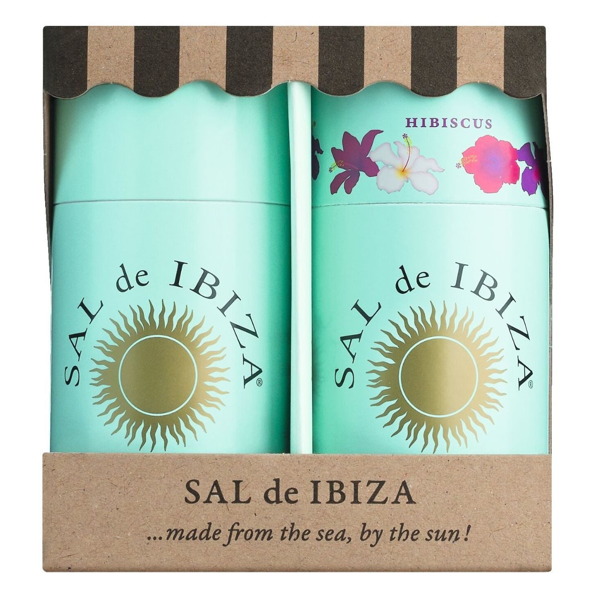 Sal de Ibiza Gewürz Granito Meersalz Strandkorb-Duo Pur & Hibiscus, 215 g
