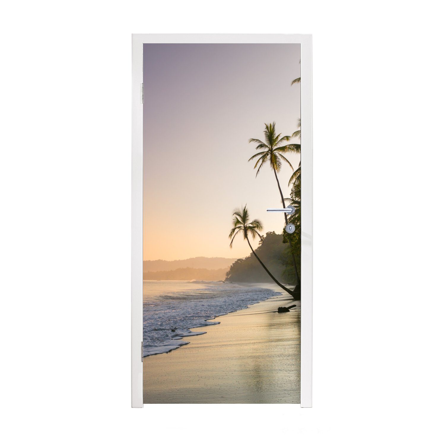 MuchoWow Türtapete Strand - Meer - Palme, Matt, bedruckt, (1 St), Fototapete für Tür, Türaufkleber, 75x205 cm