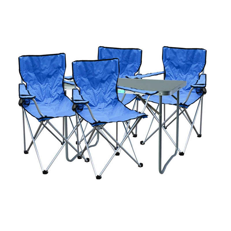 Mojawo Essgruppe 5-teiliges Campingmöbel Set Blau 4x Stuhl inkl. Tasche + 1x Tisch