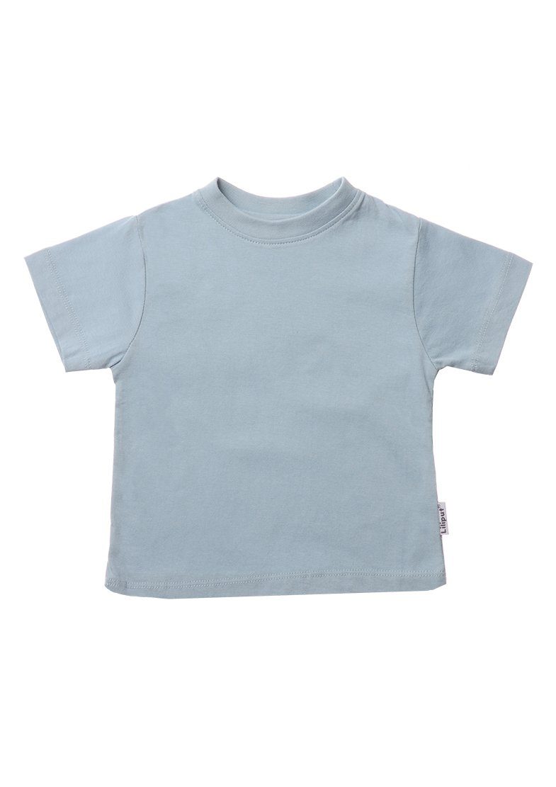 Rundhals-Ausschnitt Design Liliput in T-Shirt schlichtem blau mit