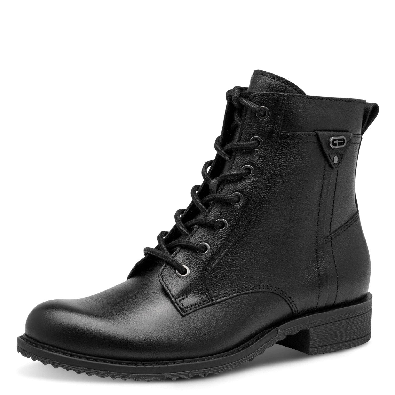 Tamaris Schnürstiefelette Blockabsatz, Schnürboots mit edlem Logo-Schmuckelement