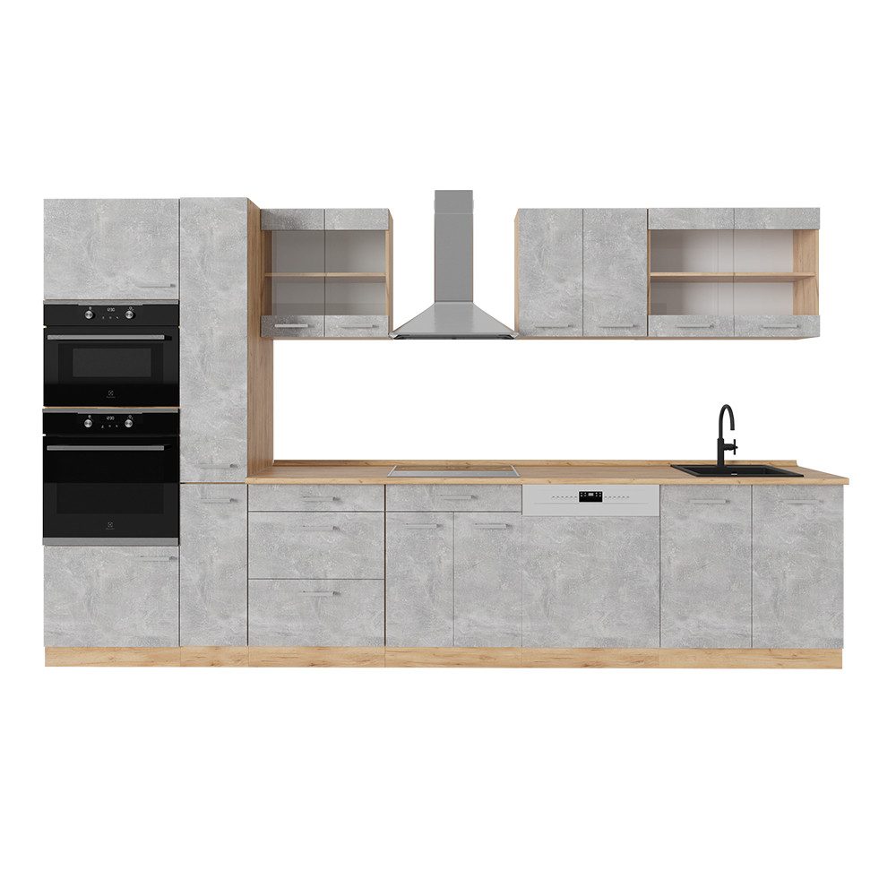 Vicco Küchenzeile R-Line, Beton/Goldkraft Eiche, 350 günstig online kaufen