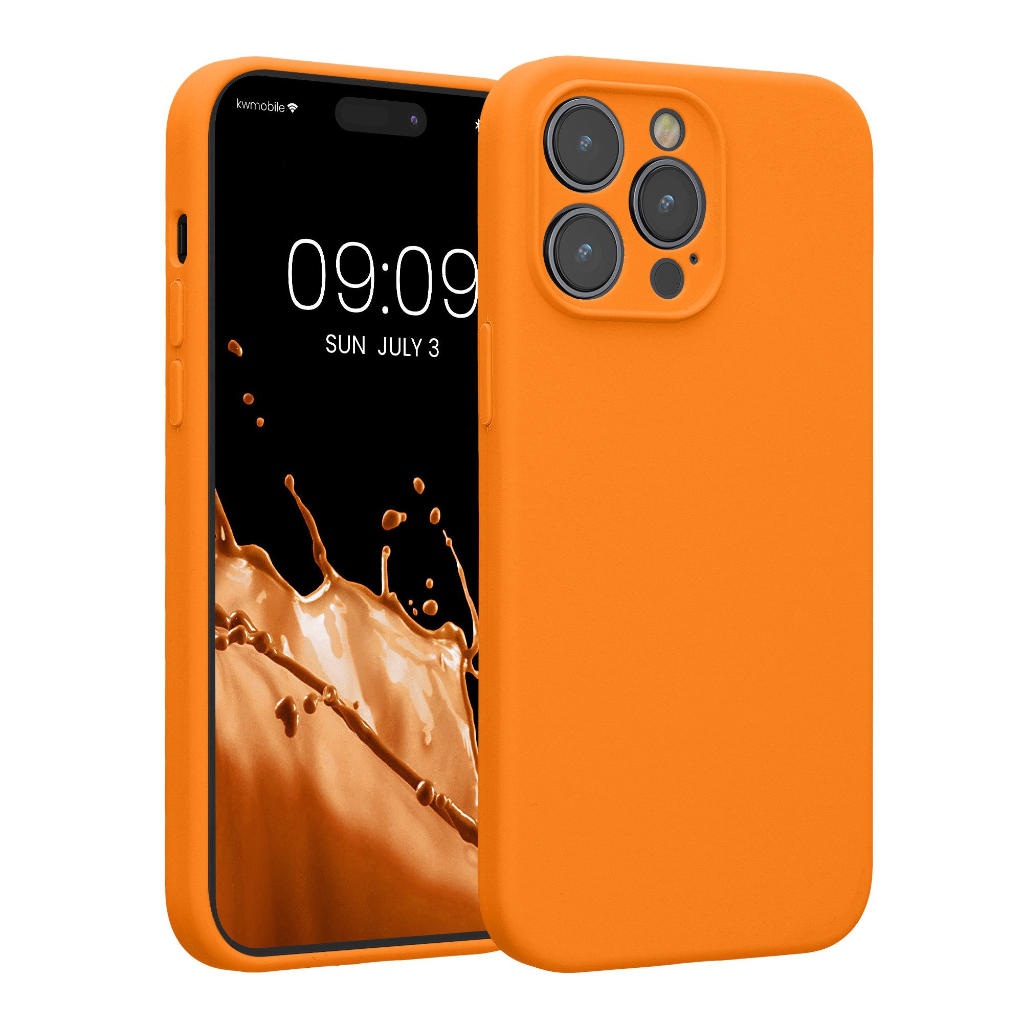 kwmobile Smartphone-Hülle Handyhülle für Apple iPhone 14 Pro Max Hülle, Hülle Silikon gummiert - Handyhülle - Handy Case in Fruity Orange