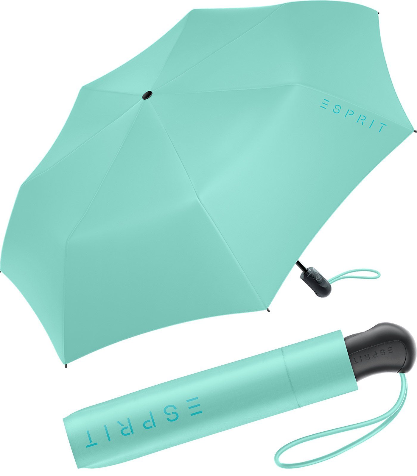 Esprit Taschenregenschirm Damen Easymatic Light Auf-Zu Automatik FJ 2023, stabil und praktisch, in den neuen Trendfarben mint