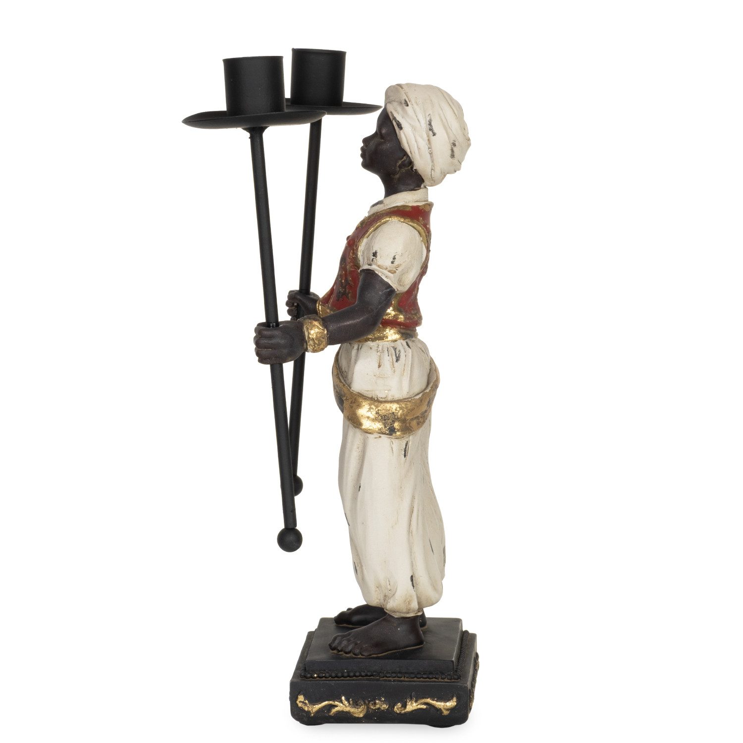 Moritz Dekofigur Kerzenhalter Figur 2-flammig orientalisch 15 x 9,5 x 26,5 cm, Polyresin Figuren Deko Geschenk Geometrische TierFigur Modern Skulptur