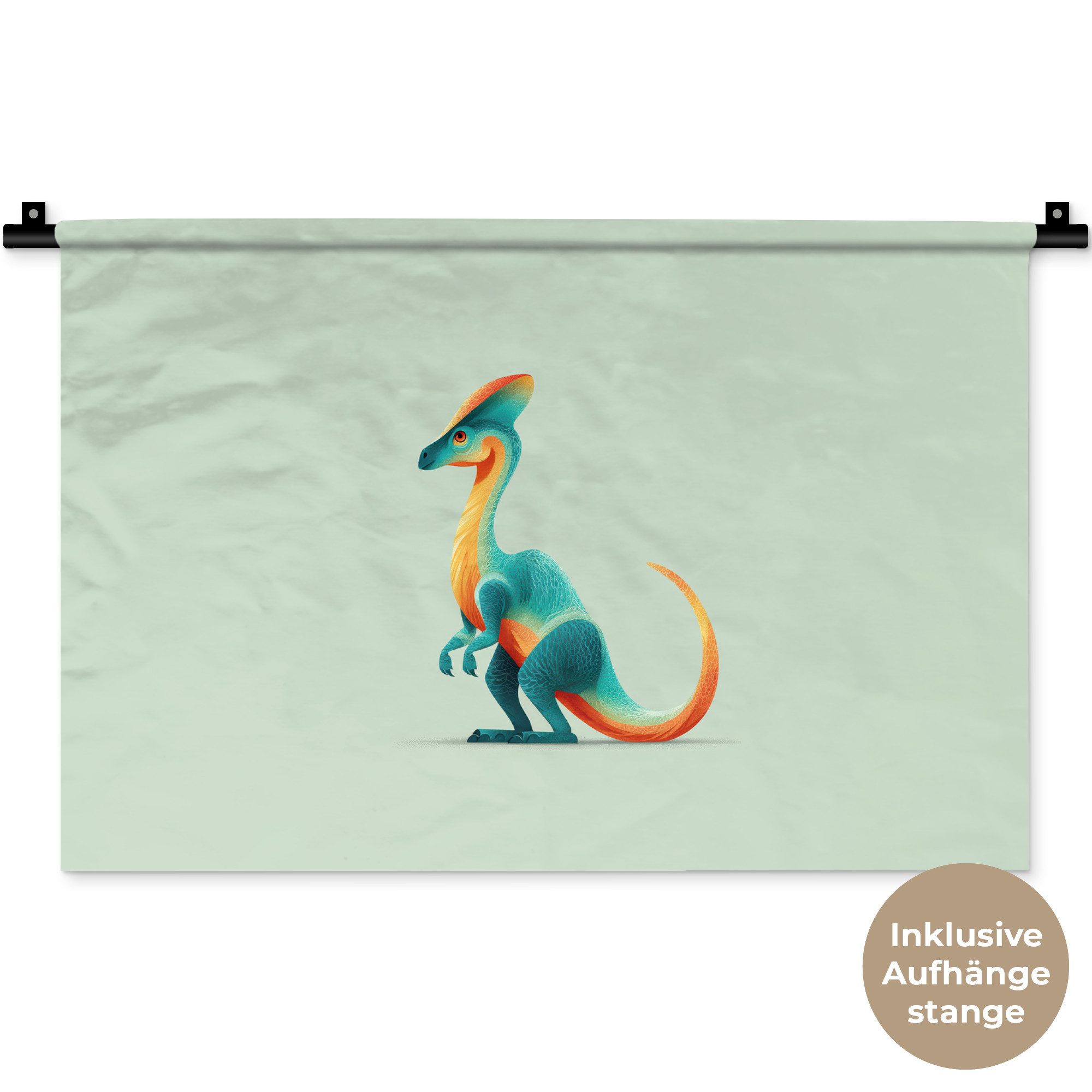 MuchoWow Wandteppich Schwanz - Dino - Minimalistisch - Blau, Rechteckig, Höhe: 3 mm, Wandteppich für Wohnzimmer, Schlafzimmer, 60x40 cm